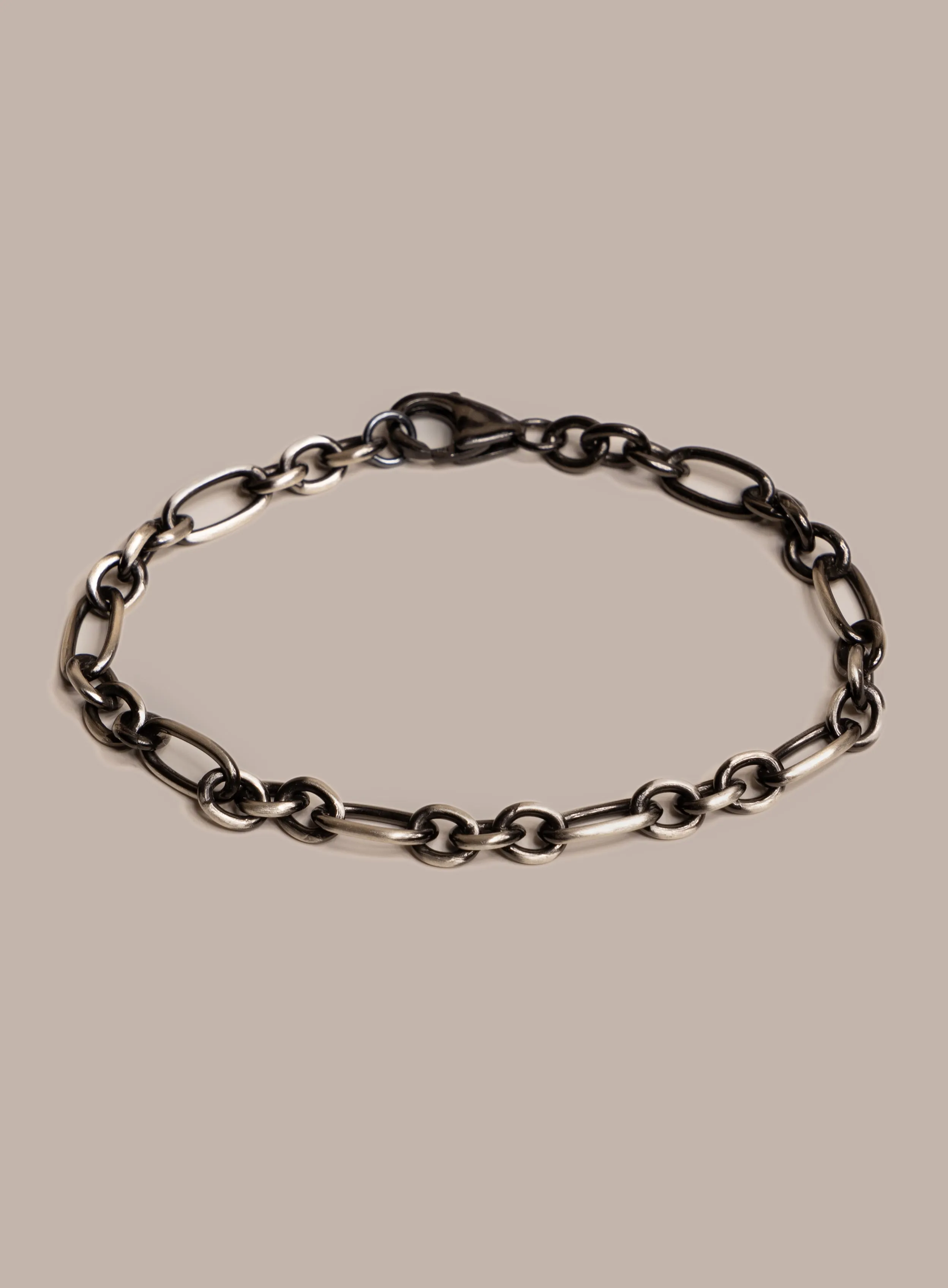 925 Sterling Silver and Black Titanium Chain Bracelet for Men