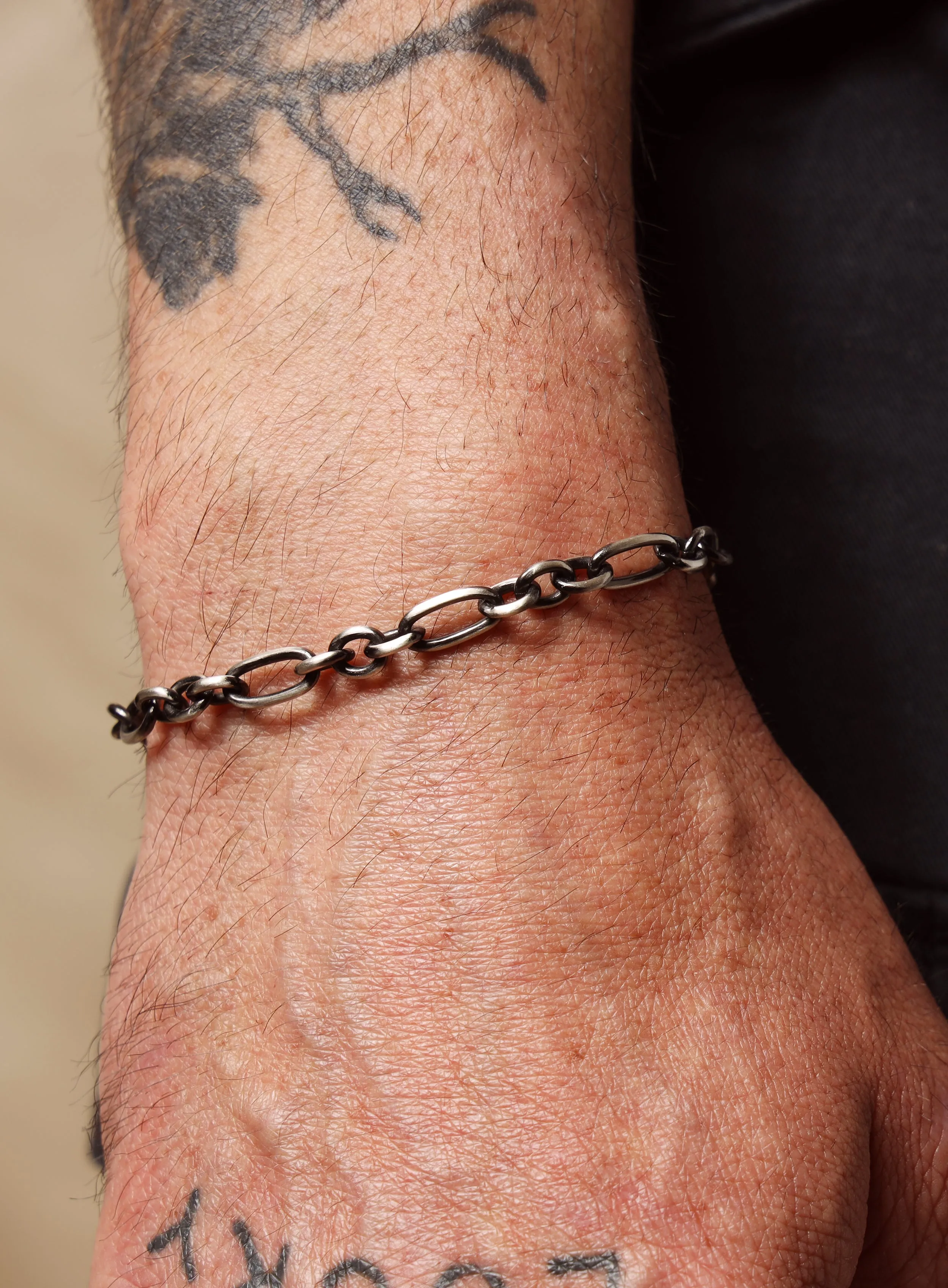 925 Sterling Silver and Black Titanium Chain Bracelet for Men