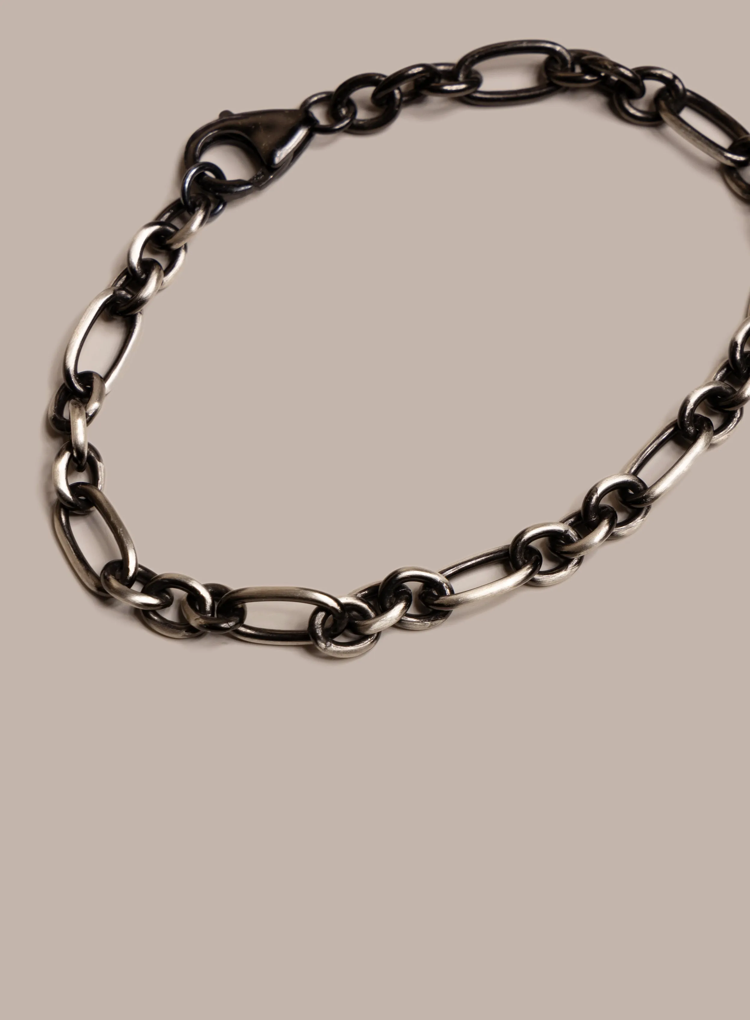 925 Sterling Silver and Black Titanium Chain Bracelet for Men