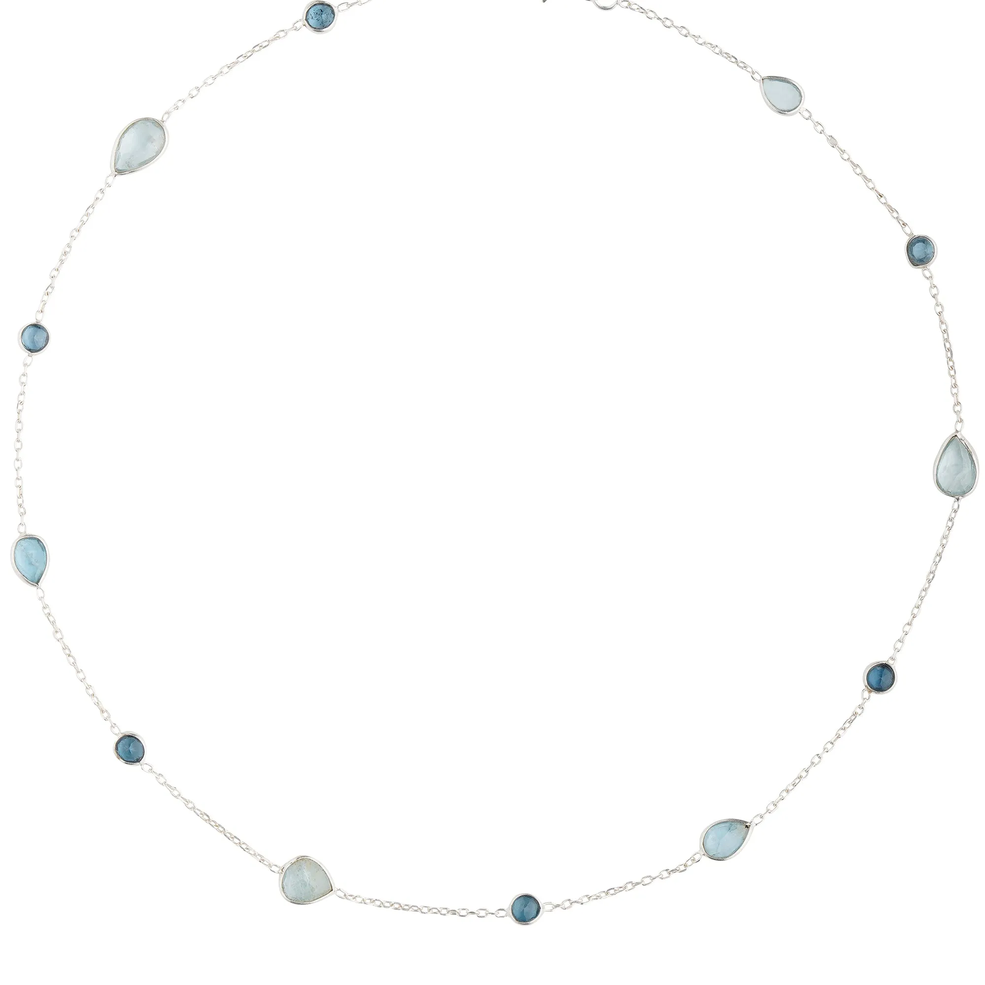 925 Sterling Silver Necklace - Kyanite and Aquamarine Stone