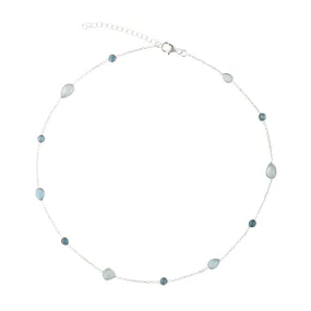 925 Sterling Silver Necklace - Kyanite and Aquamarine Stone