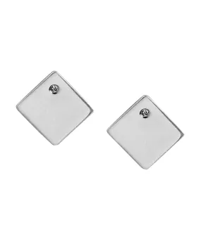 925 Sterling Silver Rhodium Plated With Zirconia Square Stud Earring