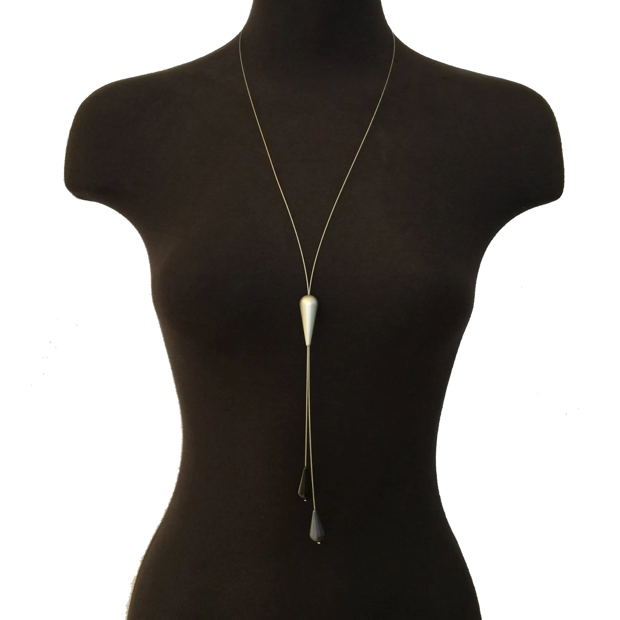 Adjustable Bolo Necklace - Silver/Grey/Black