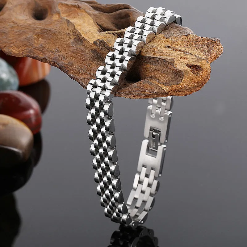 Adjustable Men's Titanium Steel Chain Bracelet with Simple Vacuum Plating - Couple's Fashion Jewelry