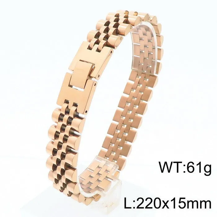 Adjustable Men's Titanium Steel Chain Bracelet with Simple Vacuum Plating - Couple's Fashion Jewelry