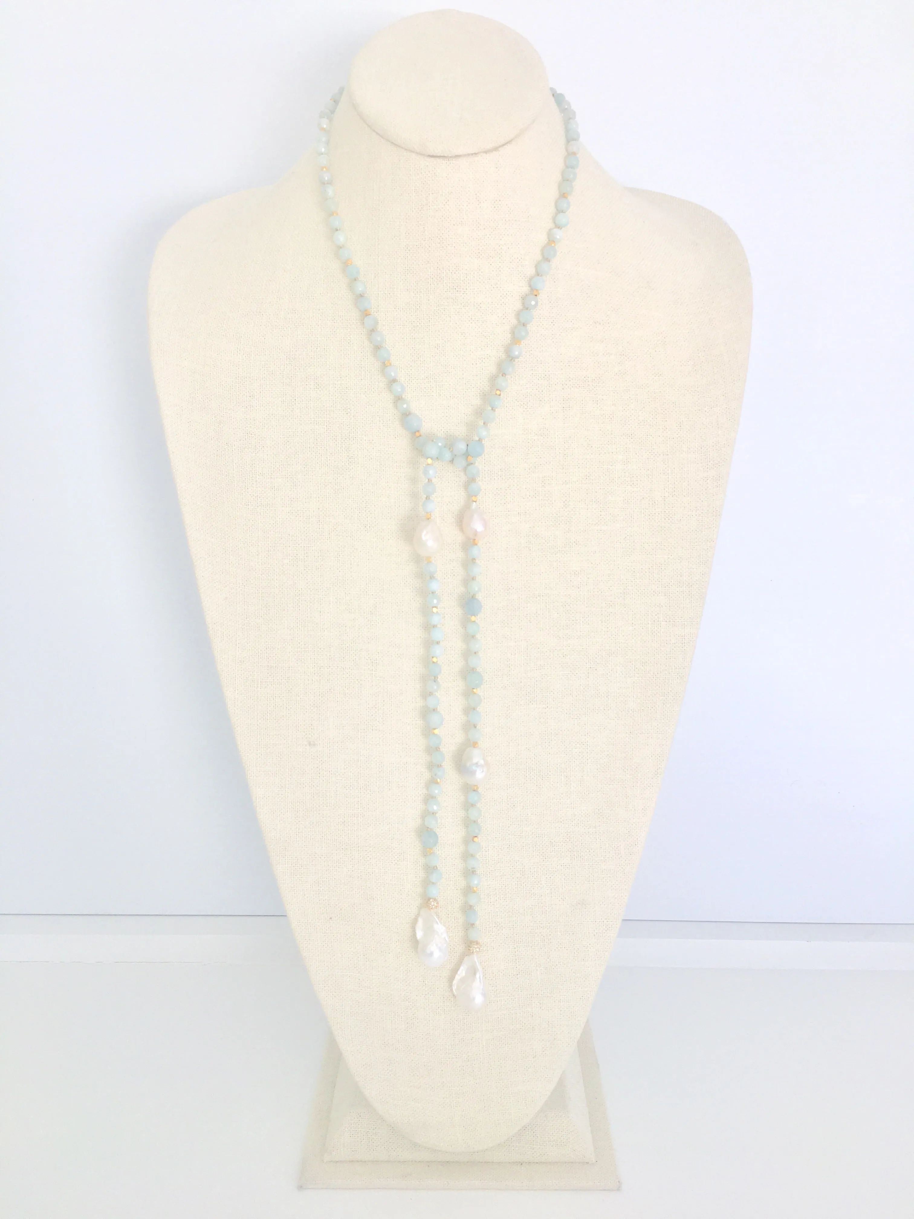 Alice Lariat - aquamarine/white