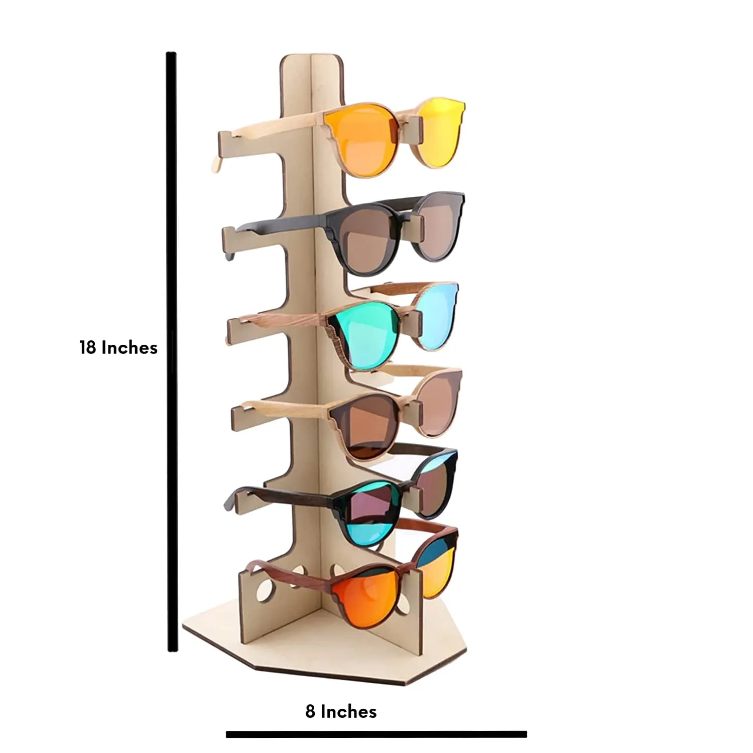 American-Elm Wooden Glasses Storage Rack, Sunglasses Display Rack, 6-Layer Glasses Storage Rack, Desktop Glasses Storage, Glasses Show Stand Organization