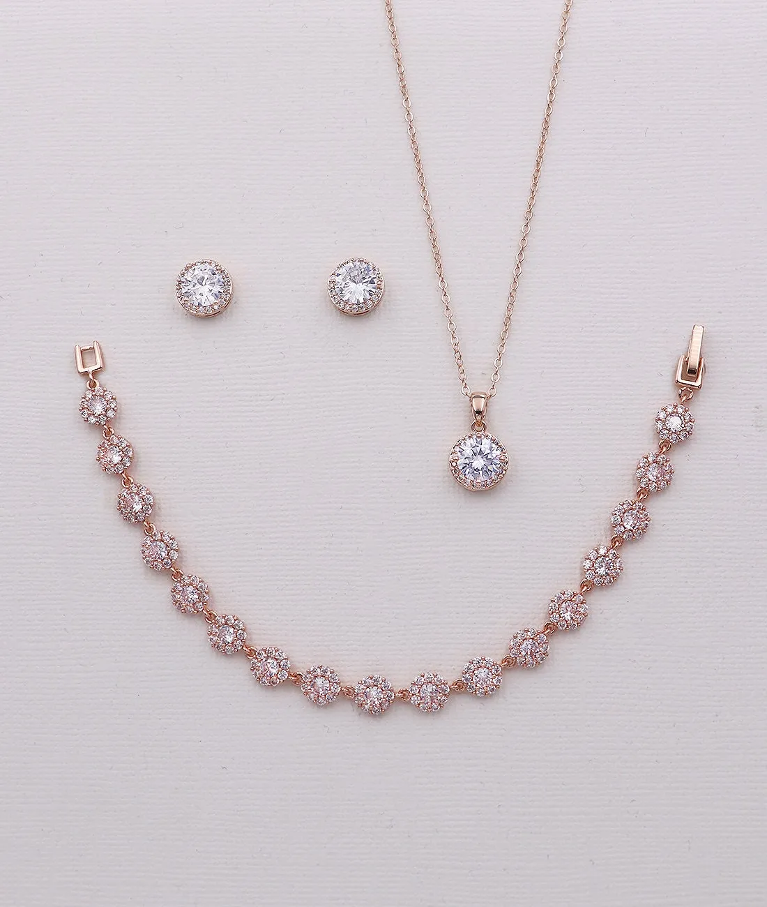 Ansley Bridesmaids Round Halo Jewelry Set