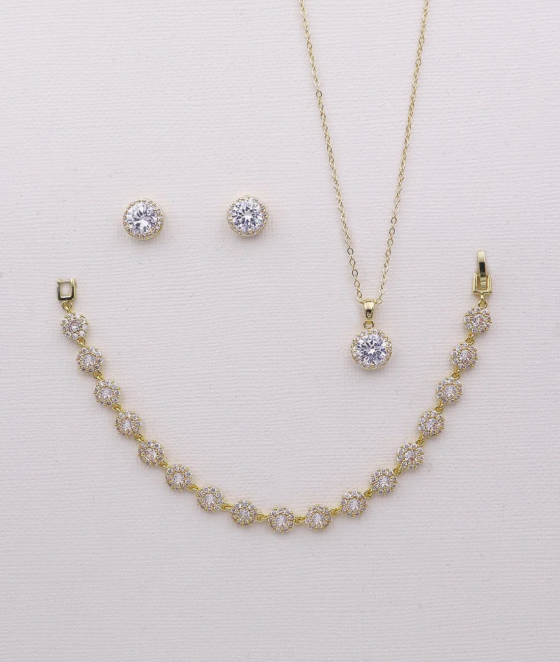 Ansley Bridesmaids Round Halo Jewelry Set