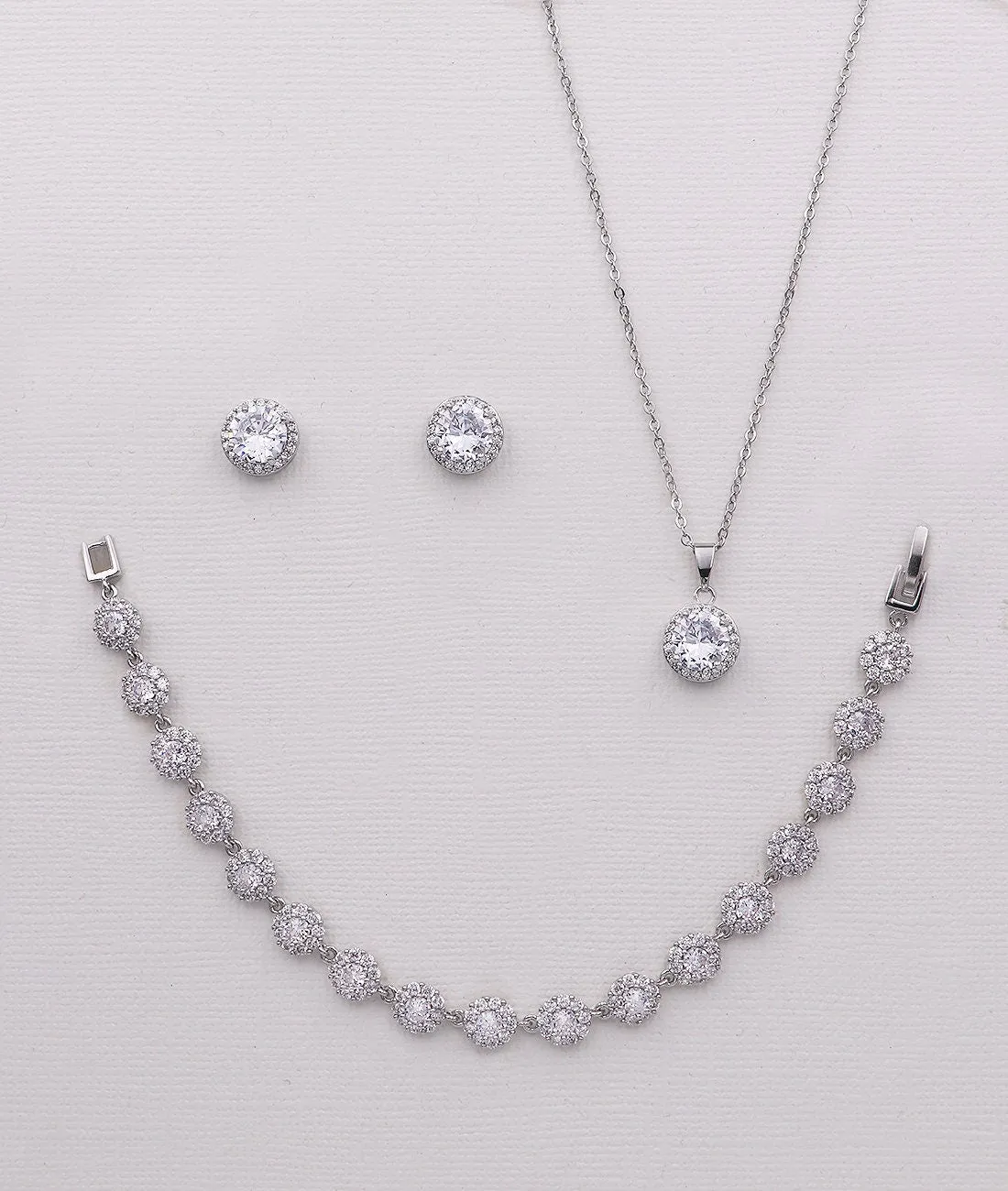 Ansley Bridesmaids Round Halo Jewelry Set