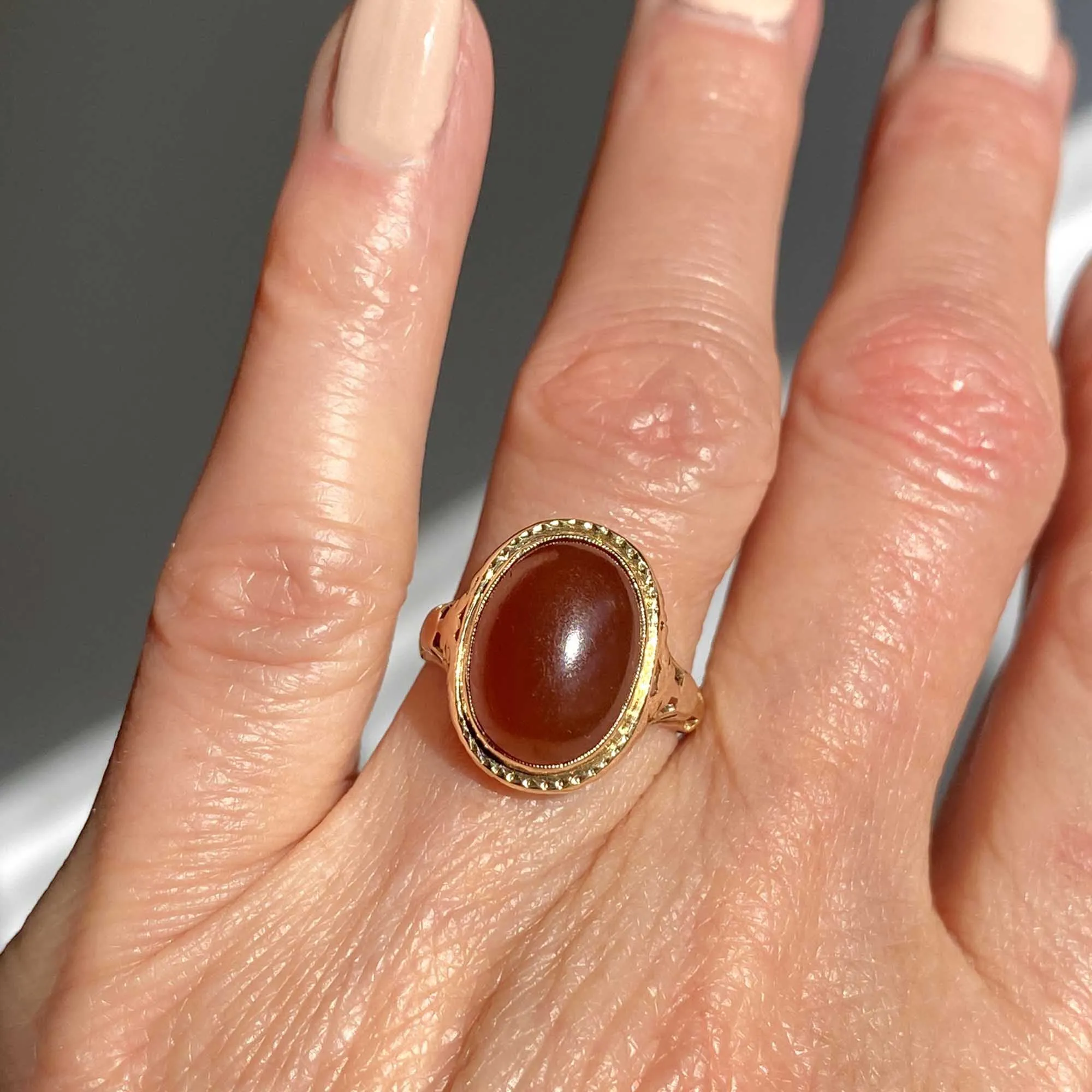 Antique Gold Cabochon Carnelian Ring