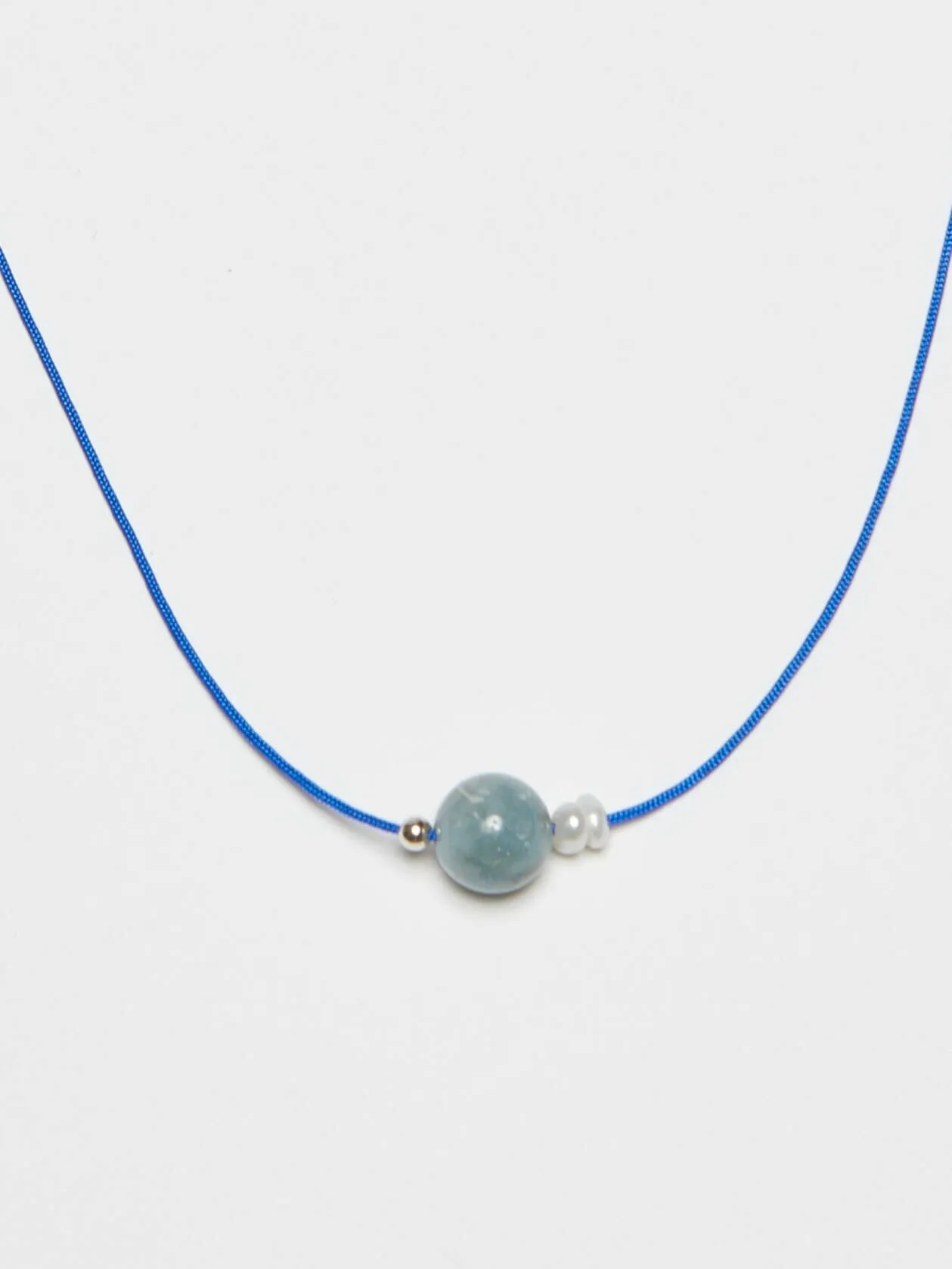 Aqua Beaded Pearl Necklace