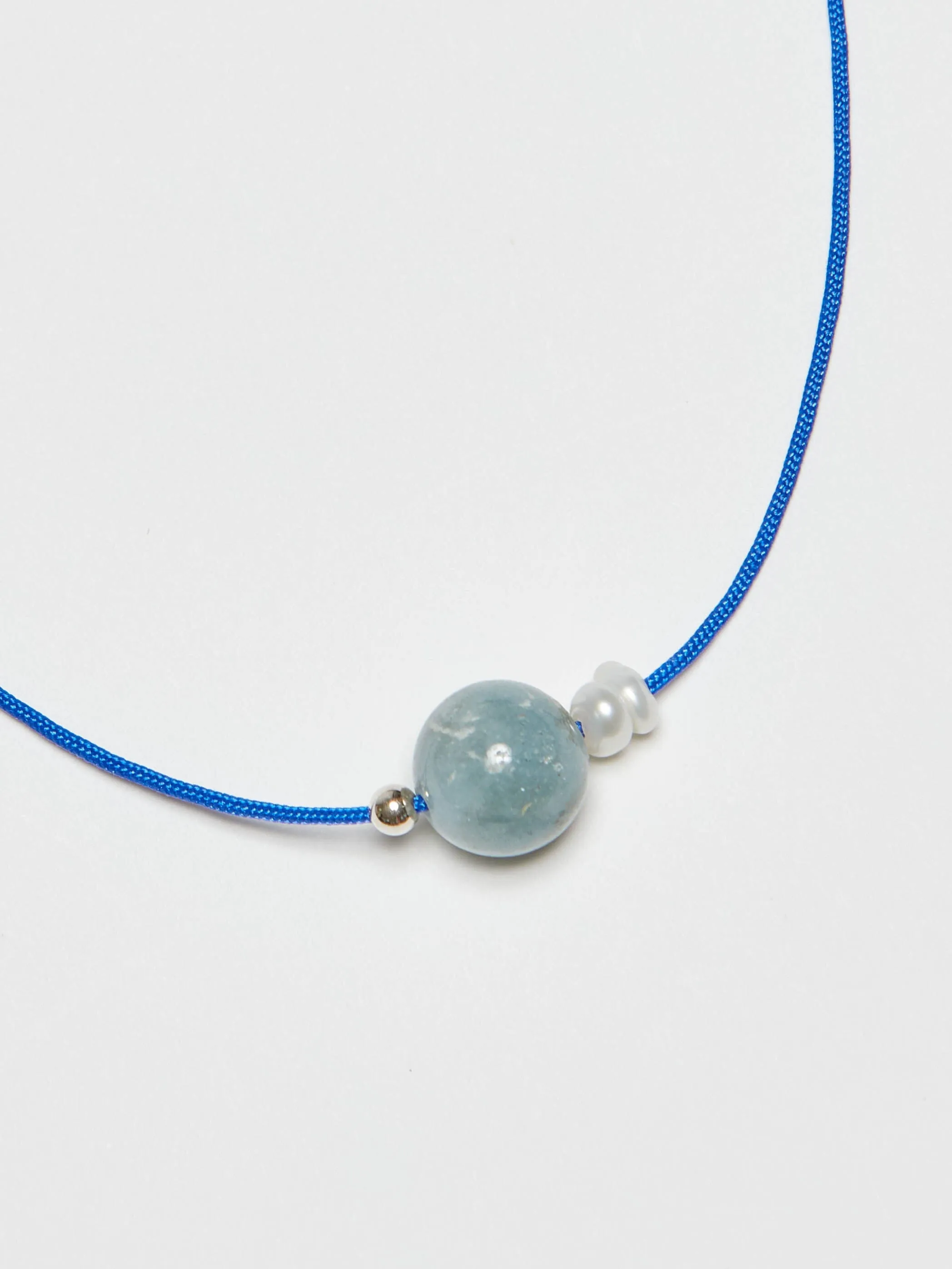 Aqua Beaded Pearl Necklace