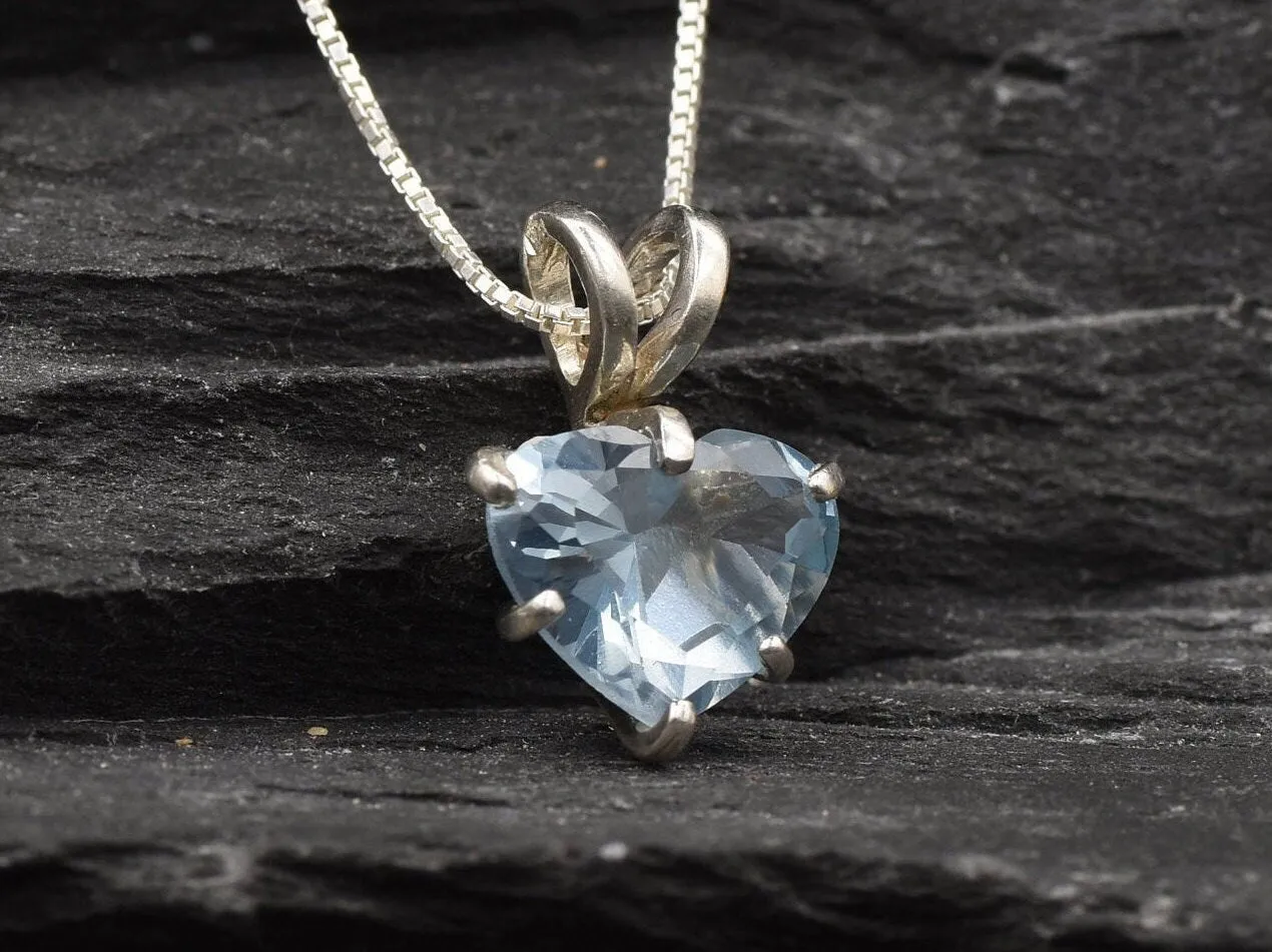 Aqua Heart Pendant - Aquamarine Love Necklace, Valentines Gift