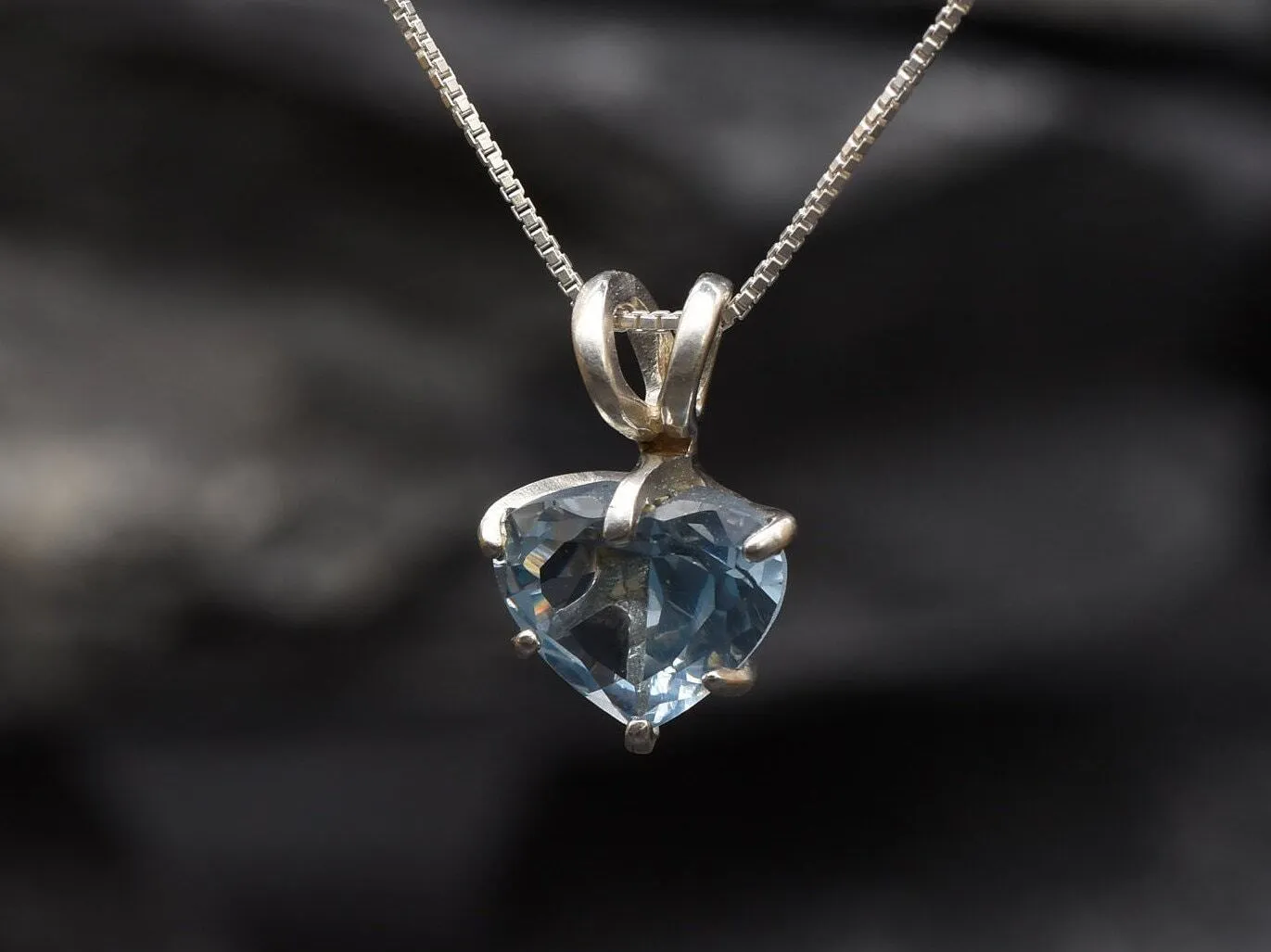 Aqua Heart Pendant - Aquamarine Love Necklace, Valentines Gift