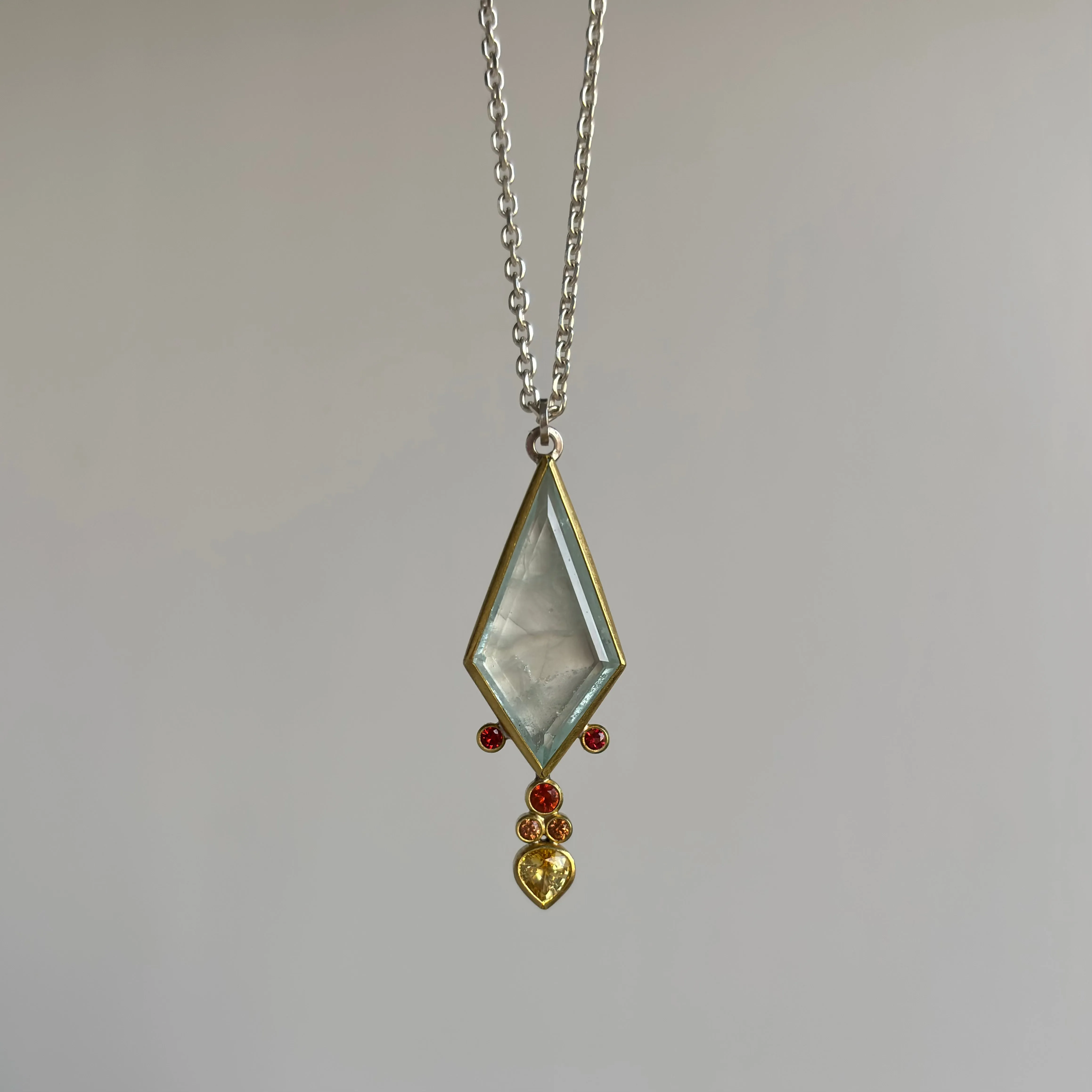 Aquamarine & Sapphire Drip Kite Pendant