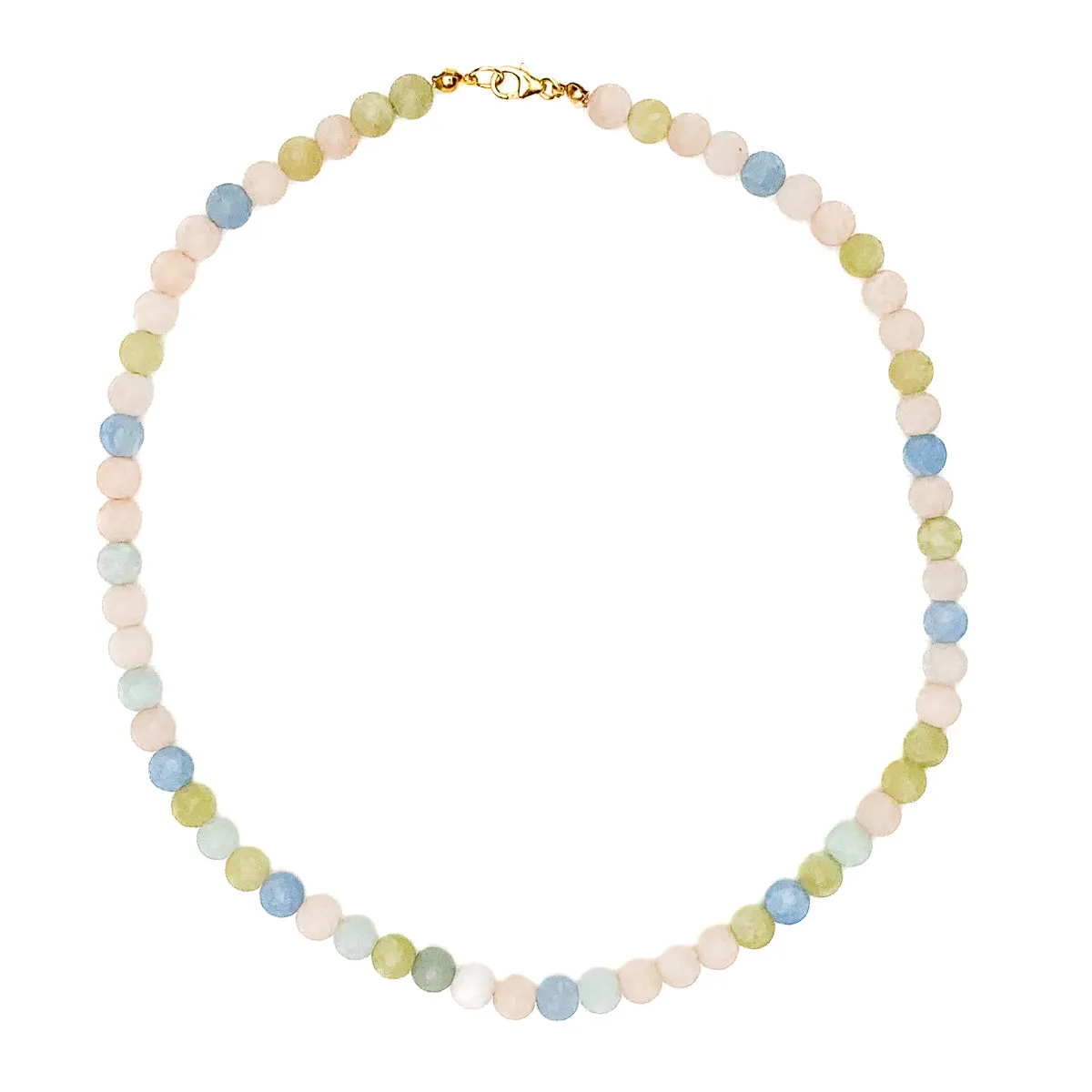 Aquamarine / Beryl Matte 6mm Necklace With Gold-Filled Trigger Clasp