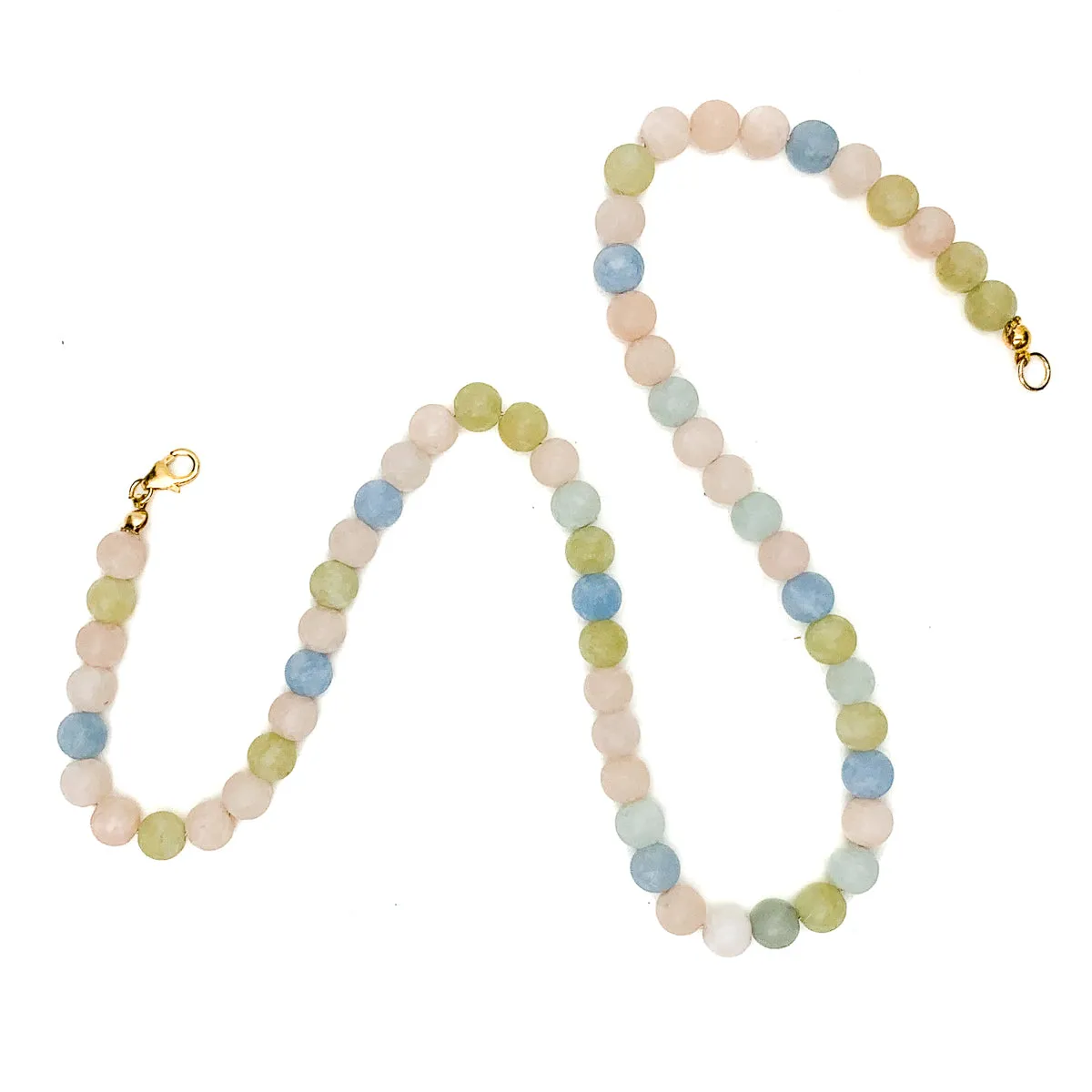 Aquamarine / Beryl Matte 6mm Necklace With Gold-Filled Trigger Clasp