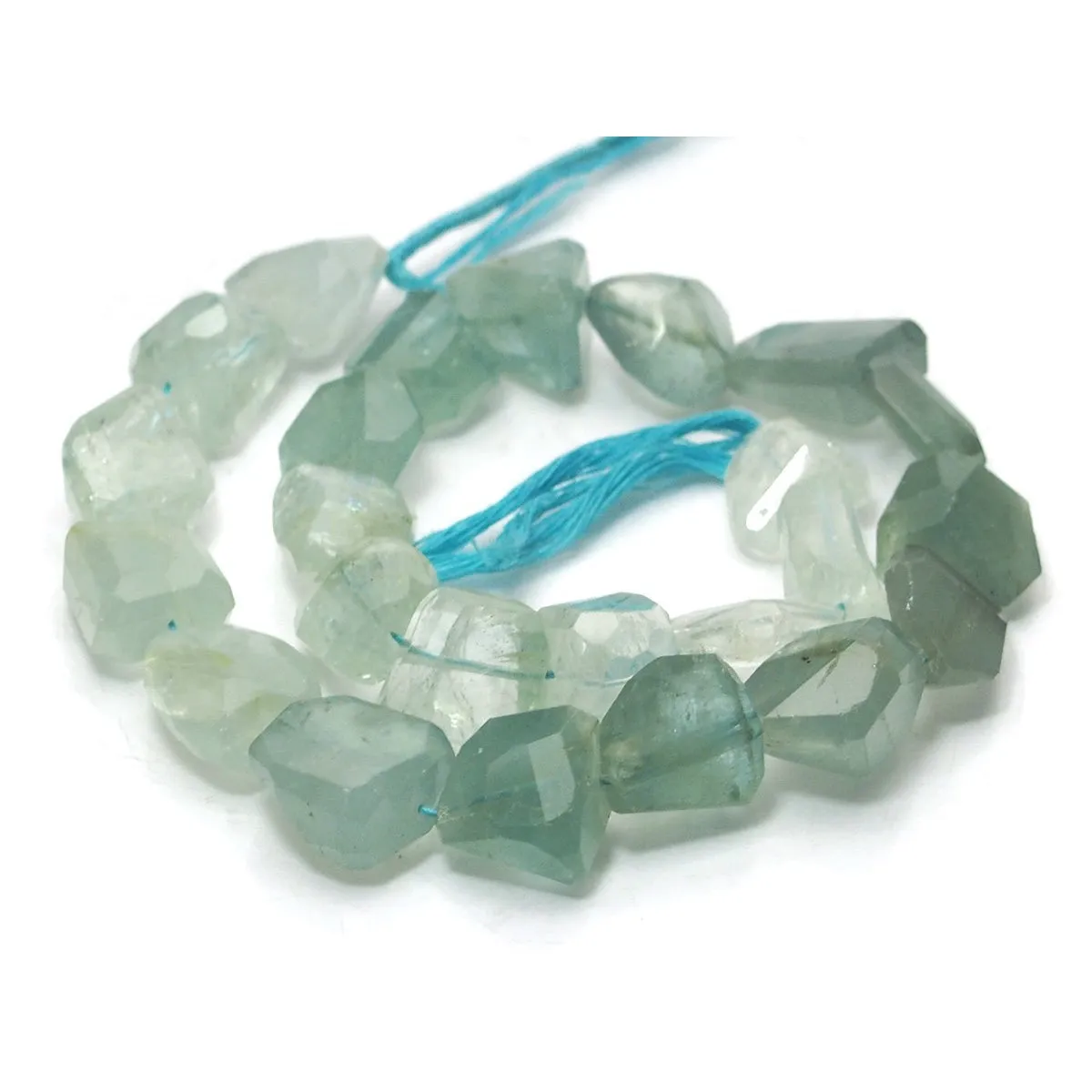 Aquamarine Faceted Chunks Strand