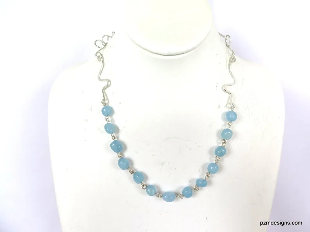 Aquamarine Gemstone Handmade Necklace - Handmade Jewelry