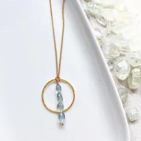 Aquamarine Geometric Luxe Pendant Necklace in Gold or Silver