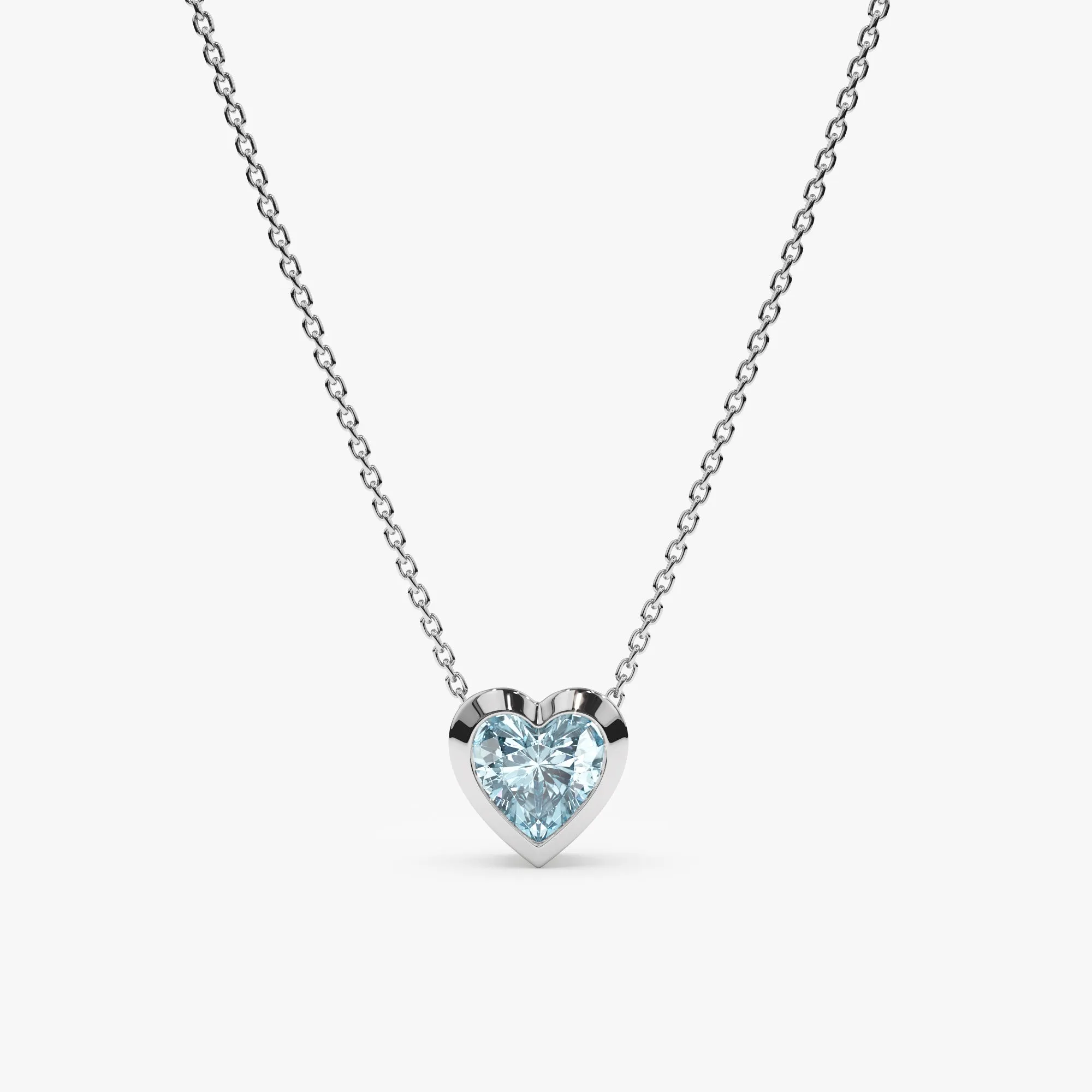 Aquamarine Heart Necklace, Ashly