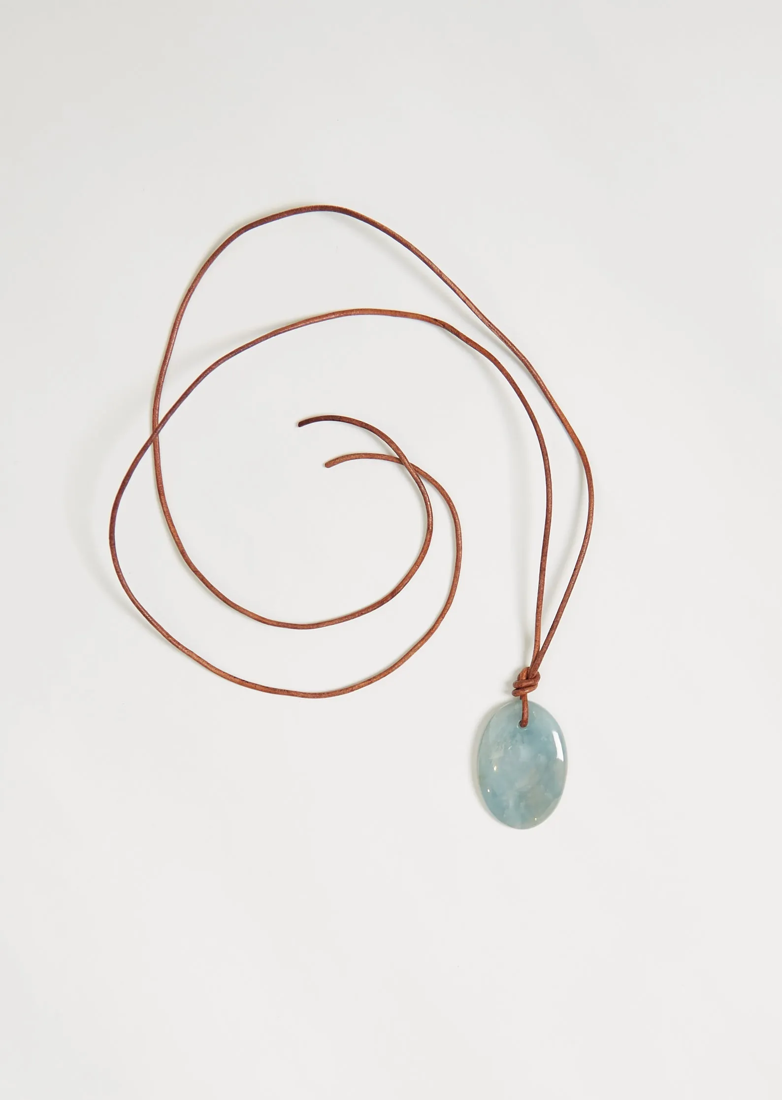 Aquamarine Leather Cord Necklace