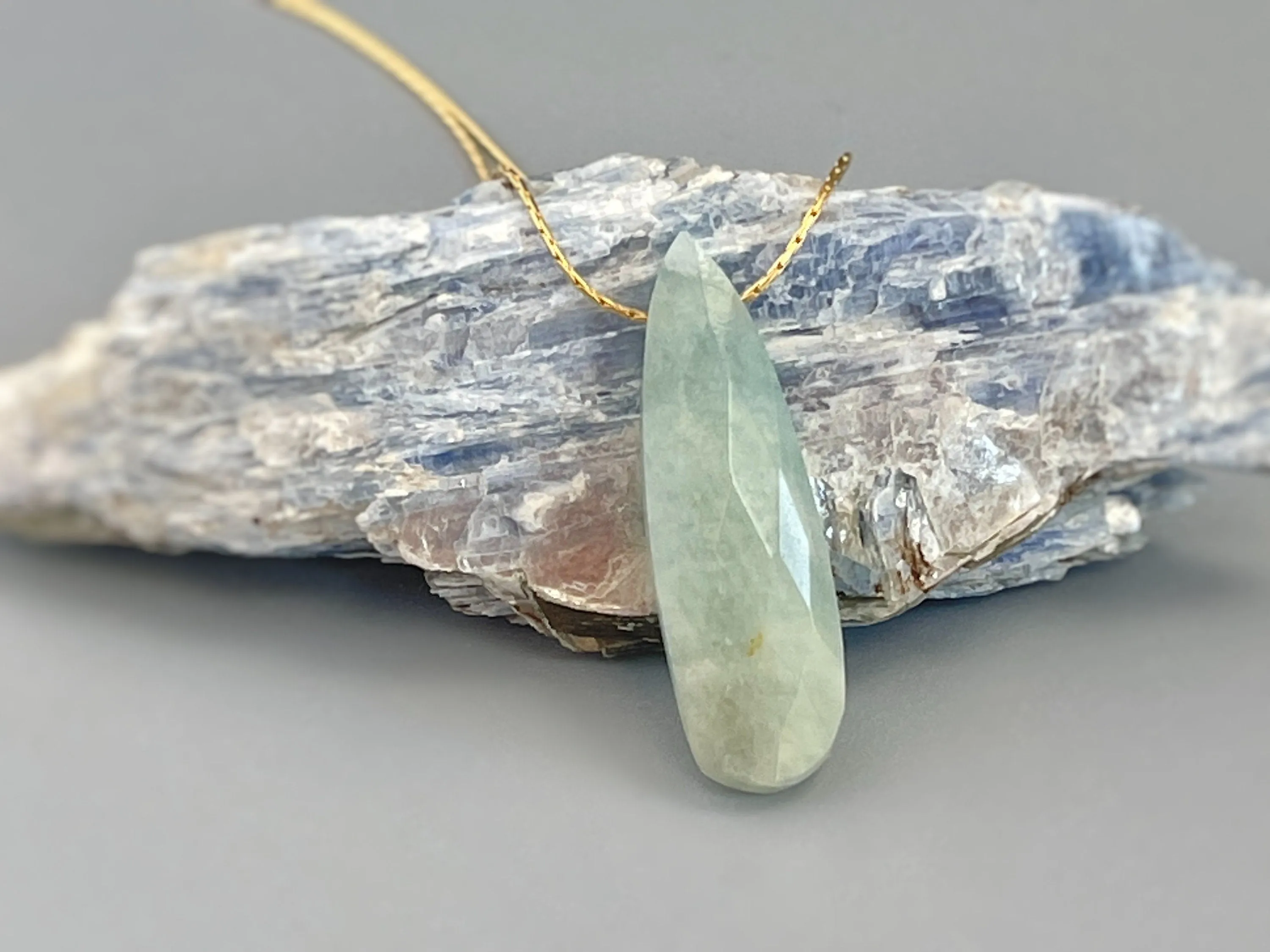 Aquamarine Necklace 14k gold, Sterling Silver Gemstone Pendant