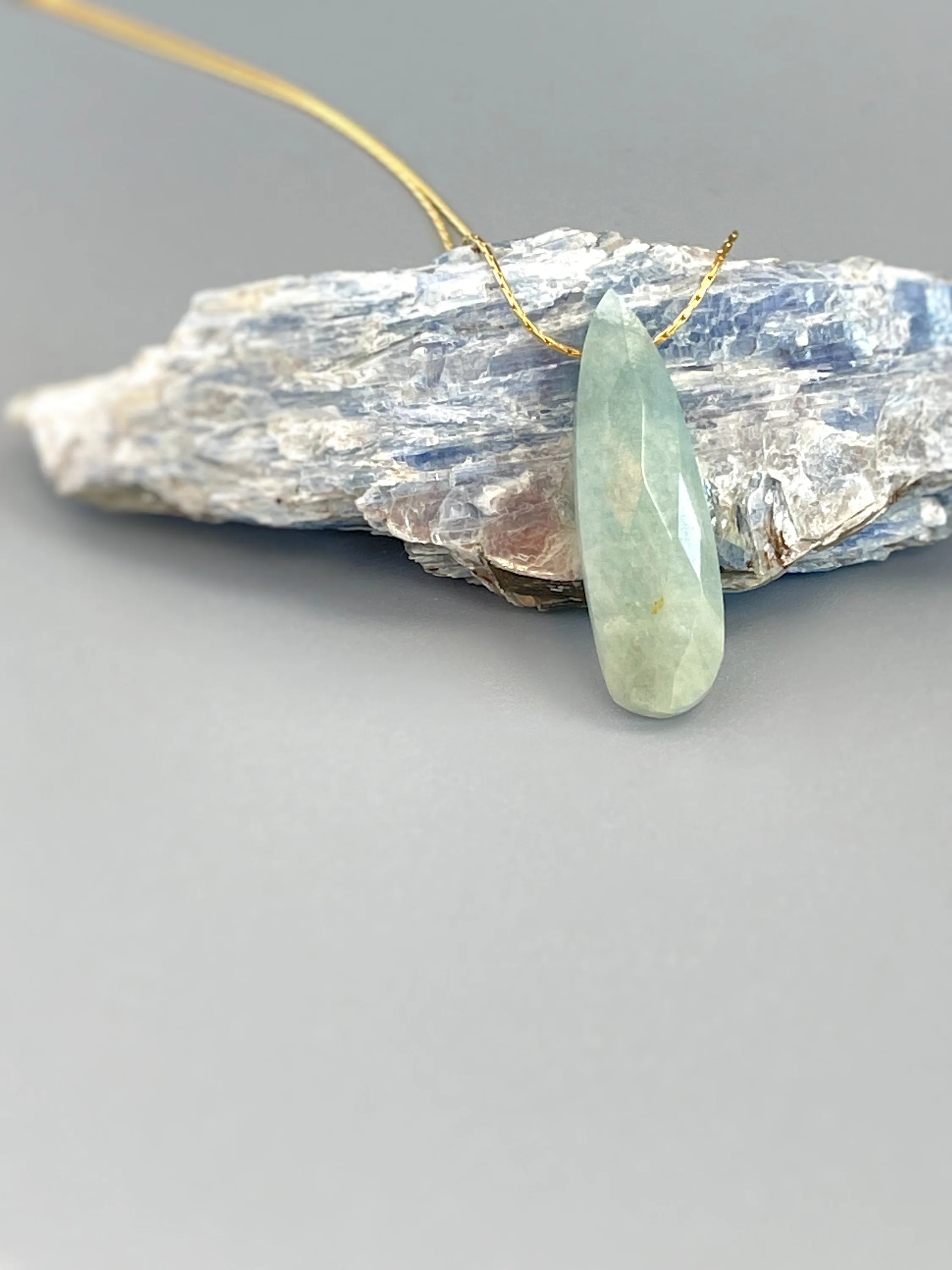 Aquamarine Necklace 14k gold, Sterling Silver Gemstone Pendant