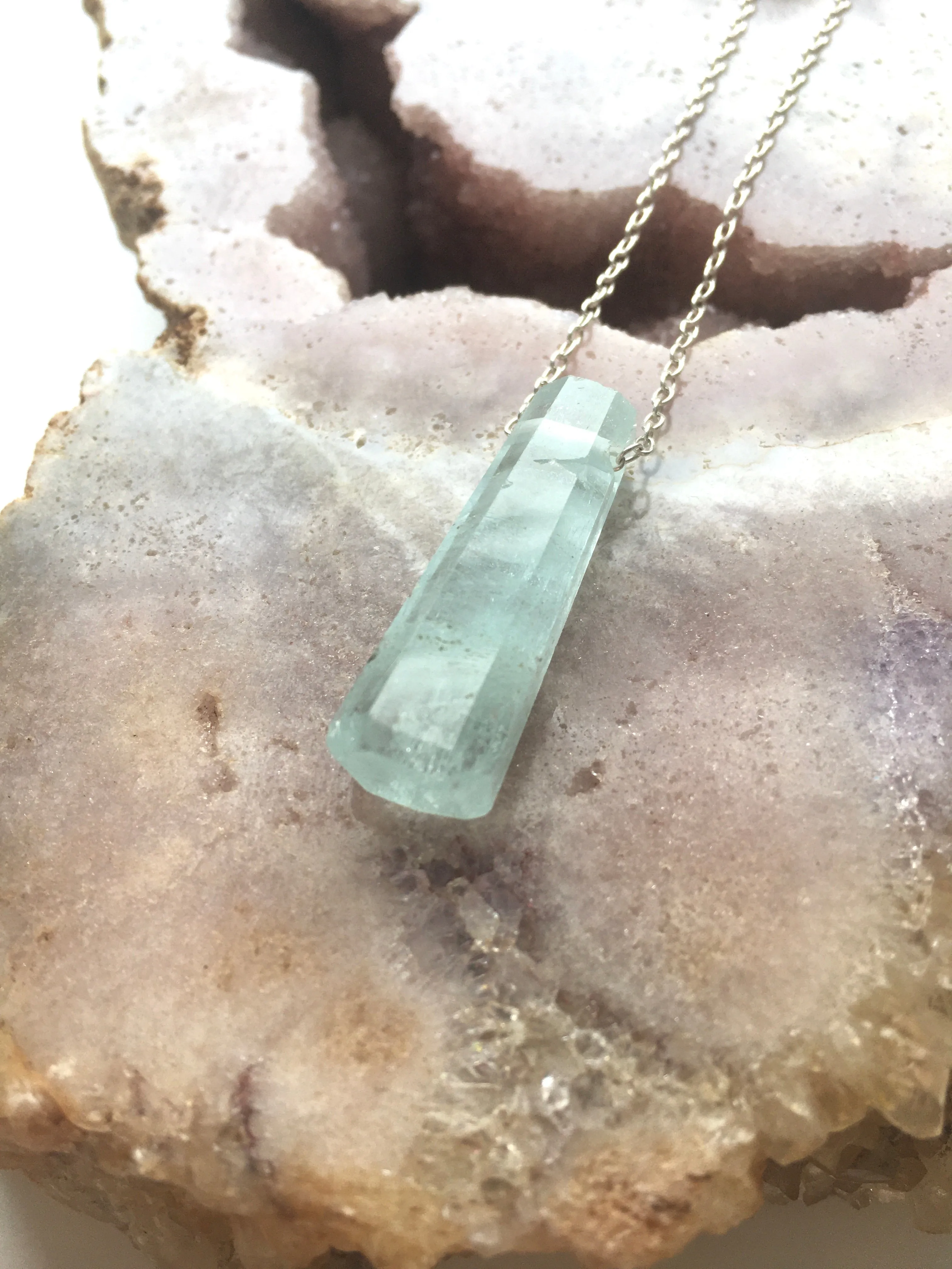 Aquamarine Necklace in Sterling Silver or gold fill made to order