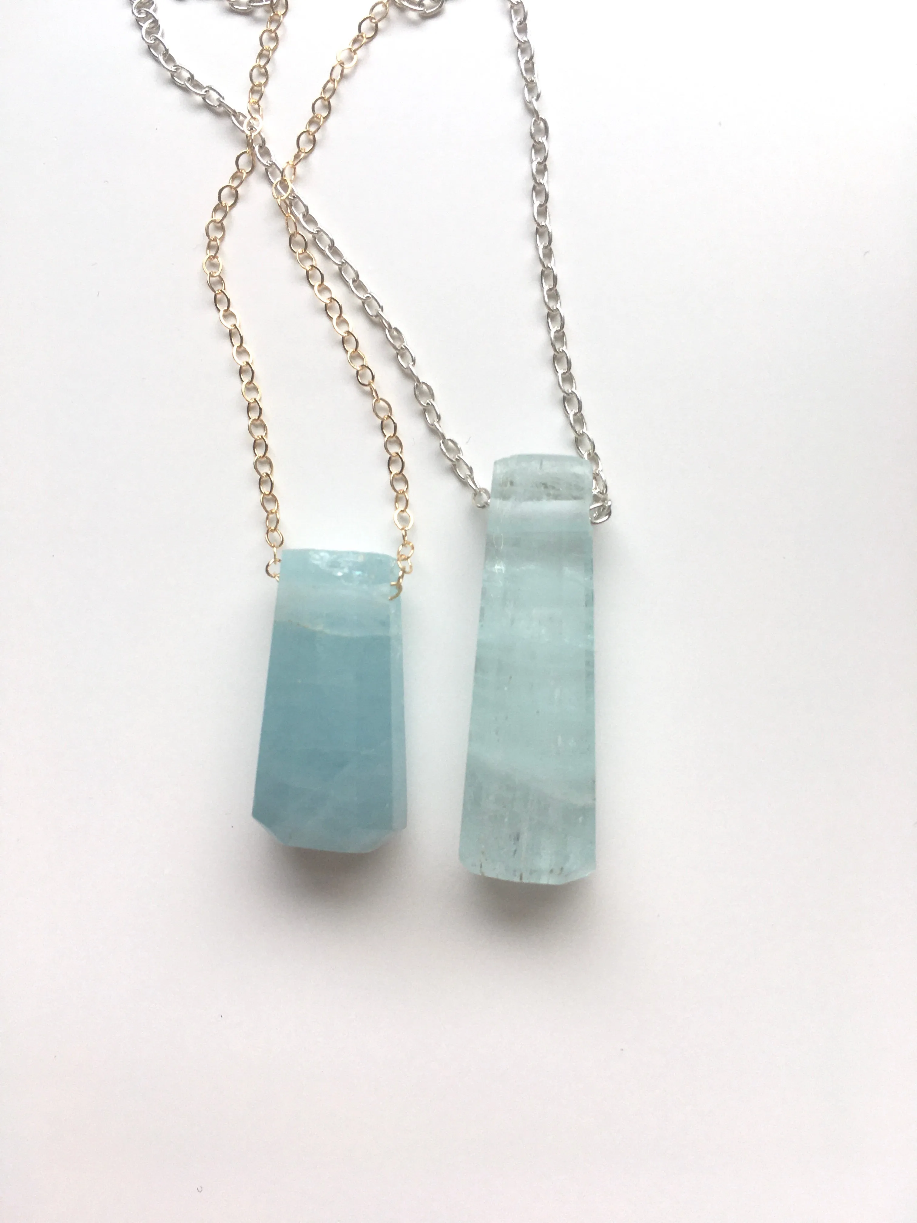 Aquamarine Necklace in Sterling Silver or gold fill made to order