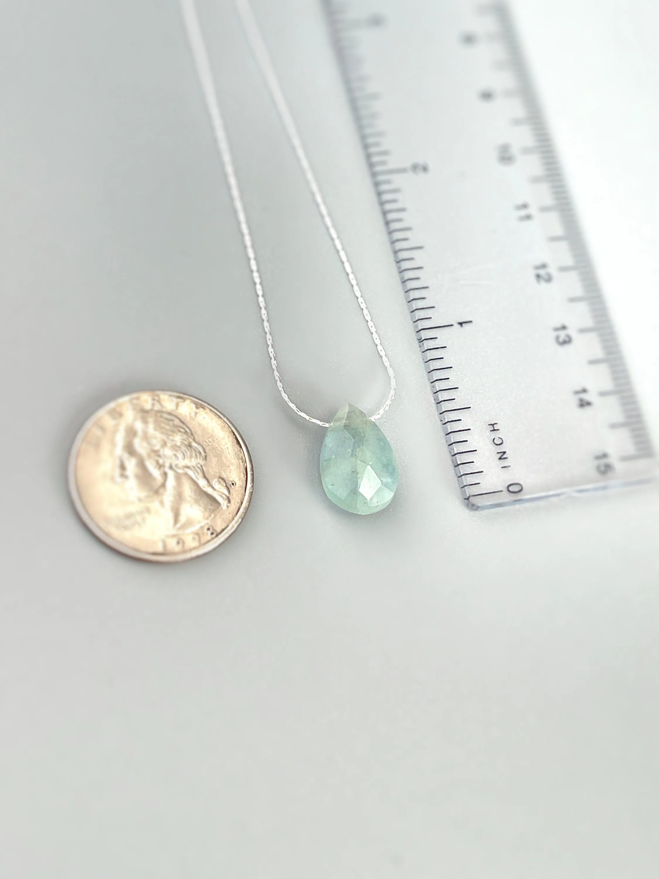 Aquamarine Necklace Sterling Silver