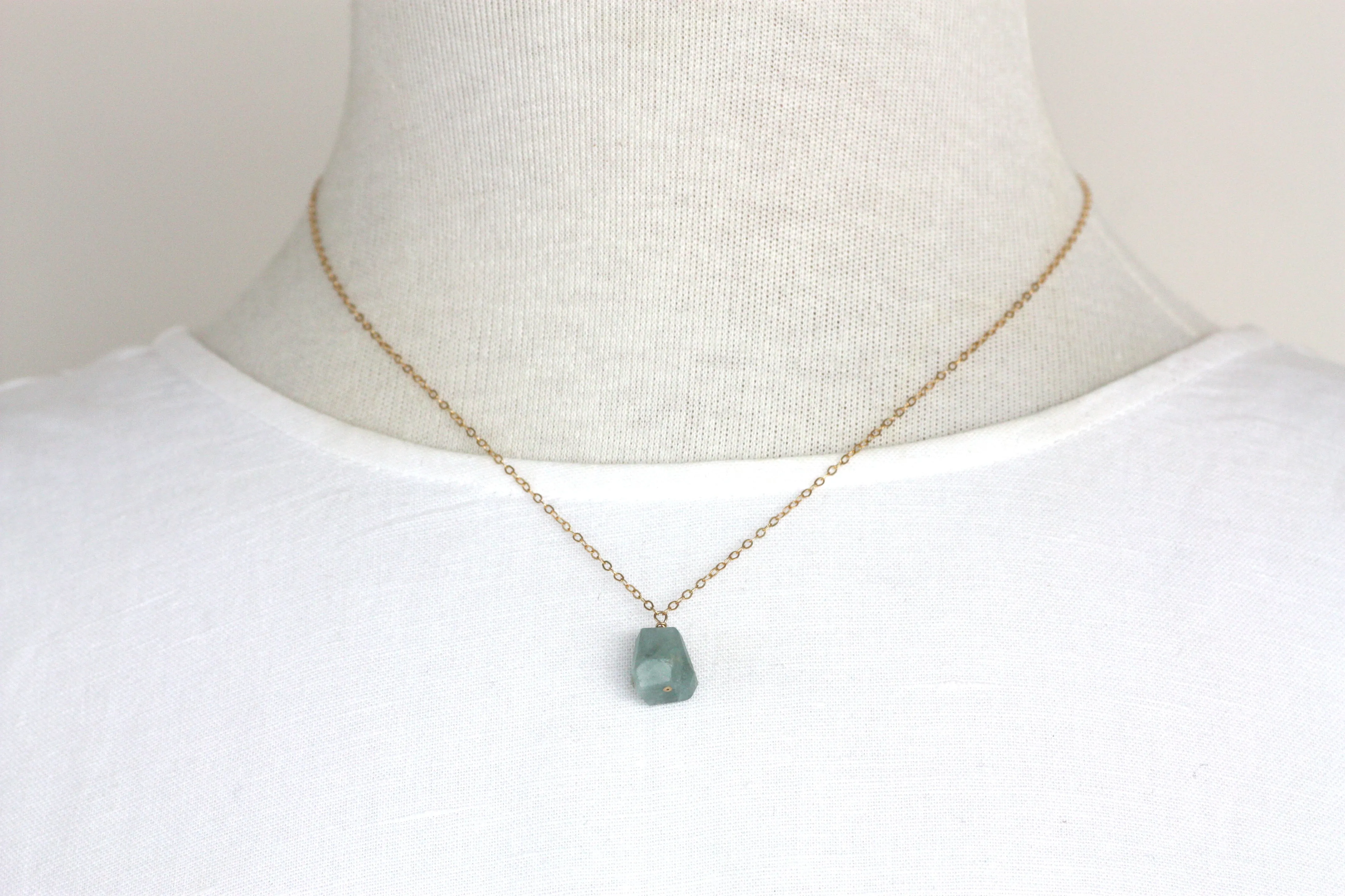 Aquamarine Nugget Small Pendant Necklace