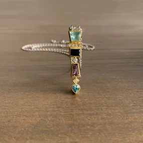 Aquamarine, Spinel, and Diamond Totem Pendant