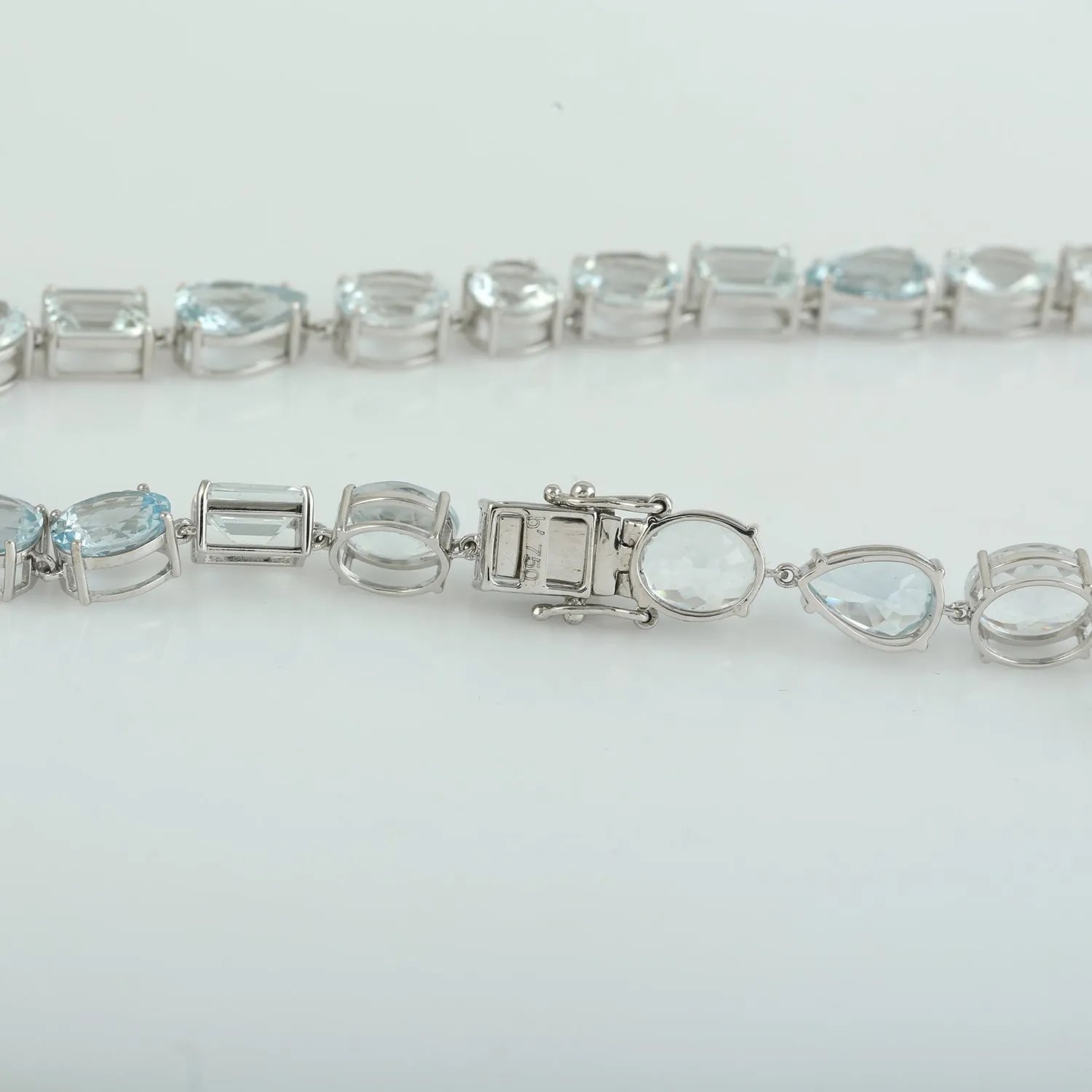 Aquamarine Wedding Choker Necklace In 18k White Gold March Birthstone Jewelry