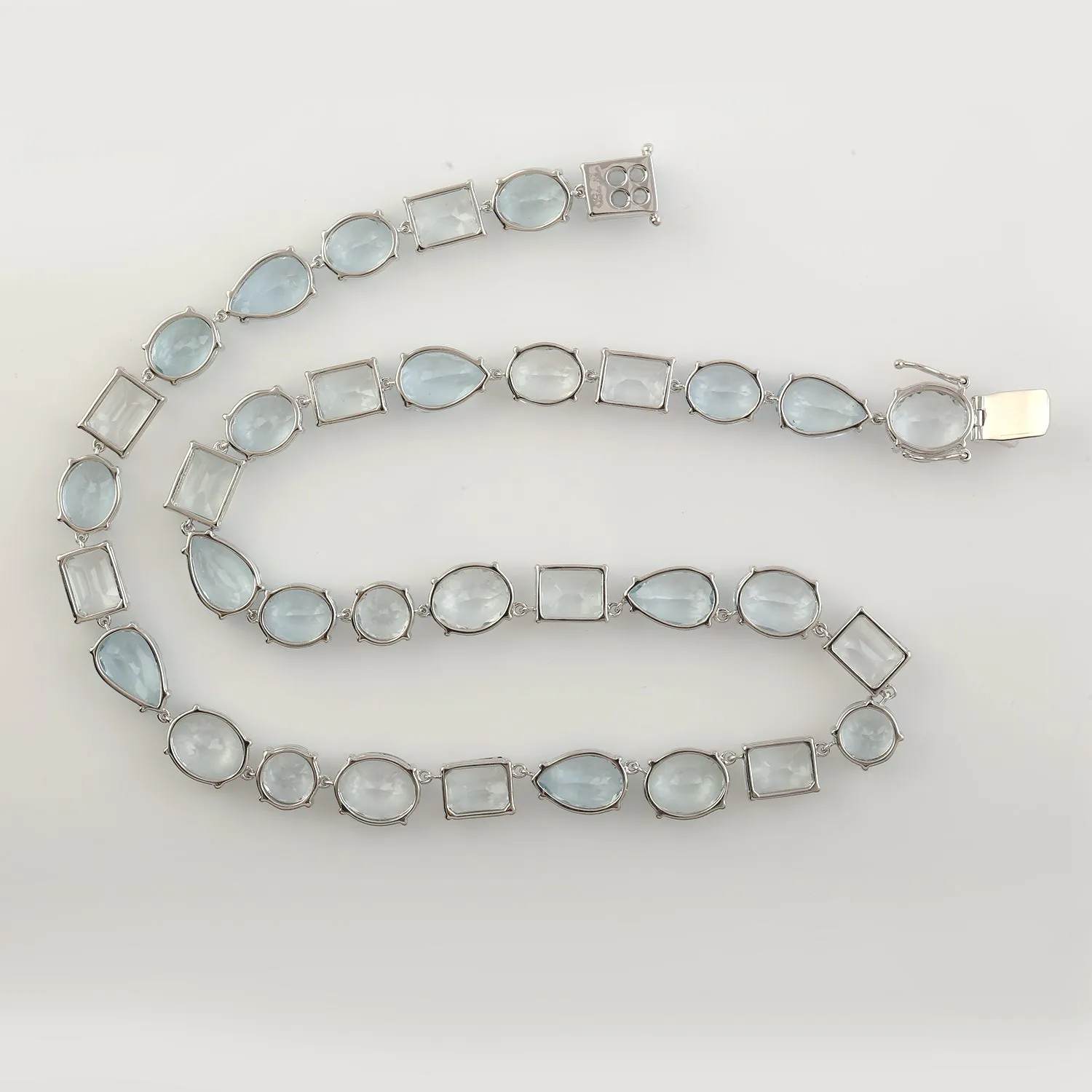 Aquamarine Wedding Choker Necklace In 18k White Gold March Birthstone Jewelry