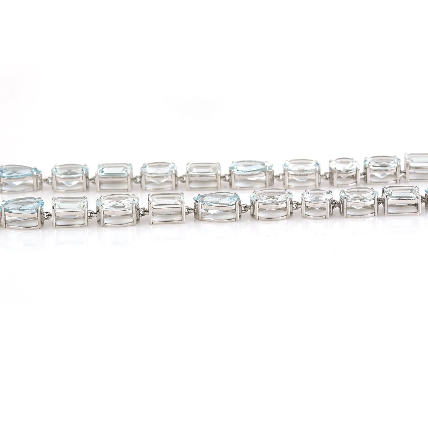 Aquamarine Wedding Choker Necklace In 18k White Gold March Birthstone Jewelry