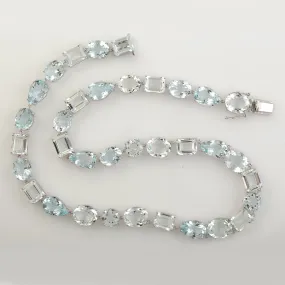 Aquamarine Wedding Choker Necklace In 18k White Gold March Birthstone Jewelry