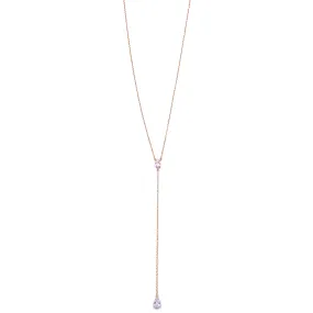 Ashley Gold Sterling Silver Gold Plated CZ Tear Drop Design Lariat Necklace