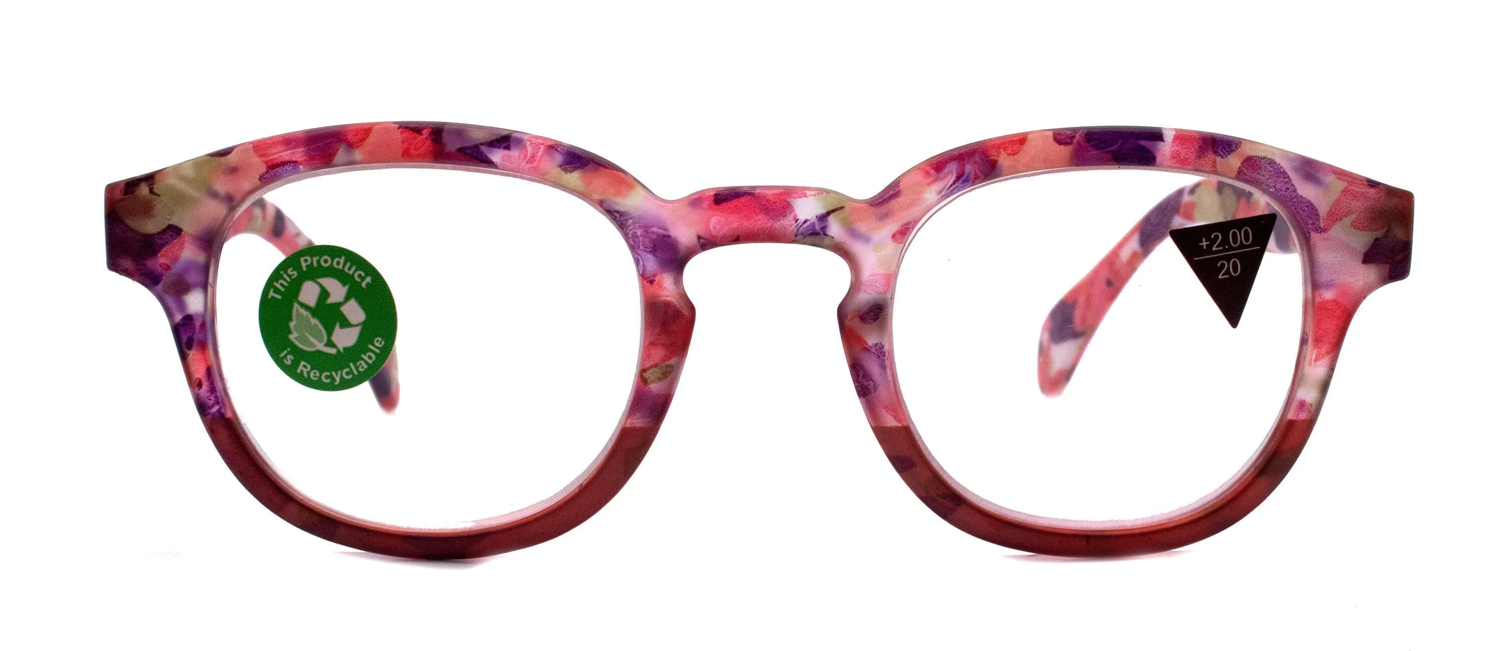 Autumn, (Premium) Reading Glasses High End Readers  1.25,  1.50 to  3.00 Round Style. optical Frame, (Pink, Purple Floral) NY Fifth Avenue.