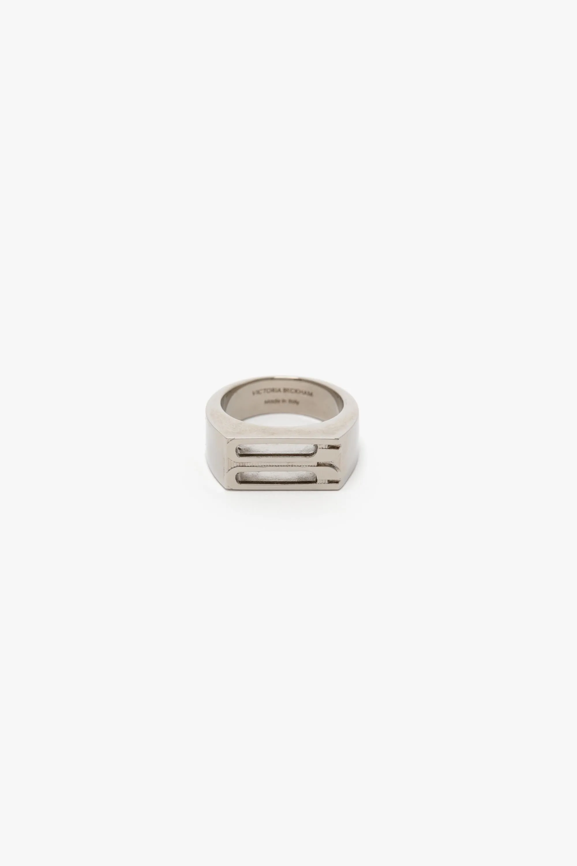 B Frame Signet Ring In Silver