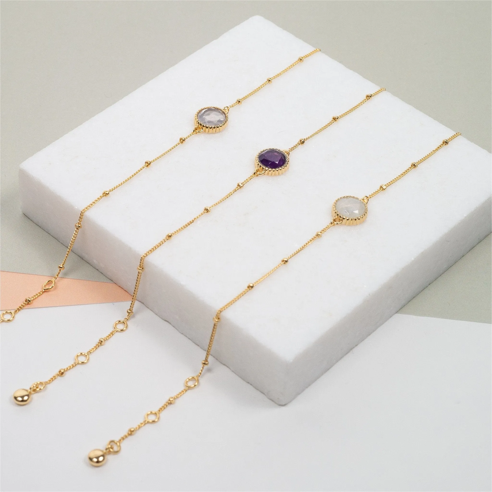 Barcelona October Birthstone Rose Quartz & Gold Vermeil Jewellery Set