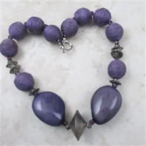 Big Bold Necklace Purple Hemp and Tagua Nut