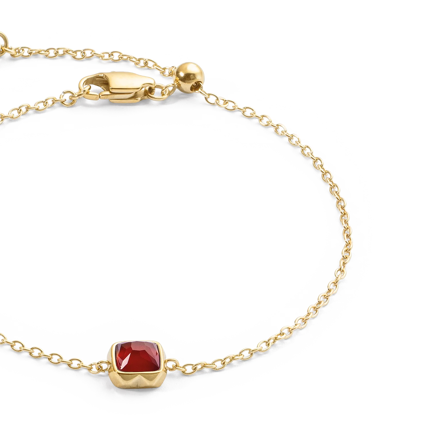 Birthstone January Bracelet Red Agate Gold