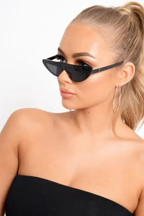 Black Slim Cat Eye Sunglasses - Jaeleigh