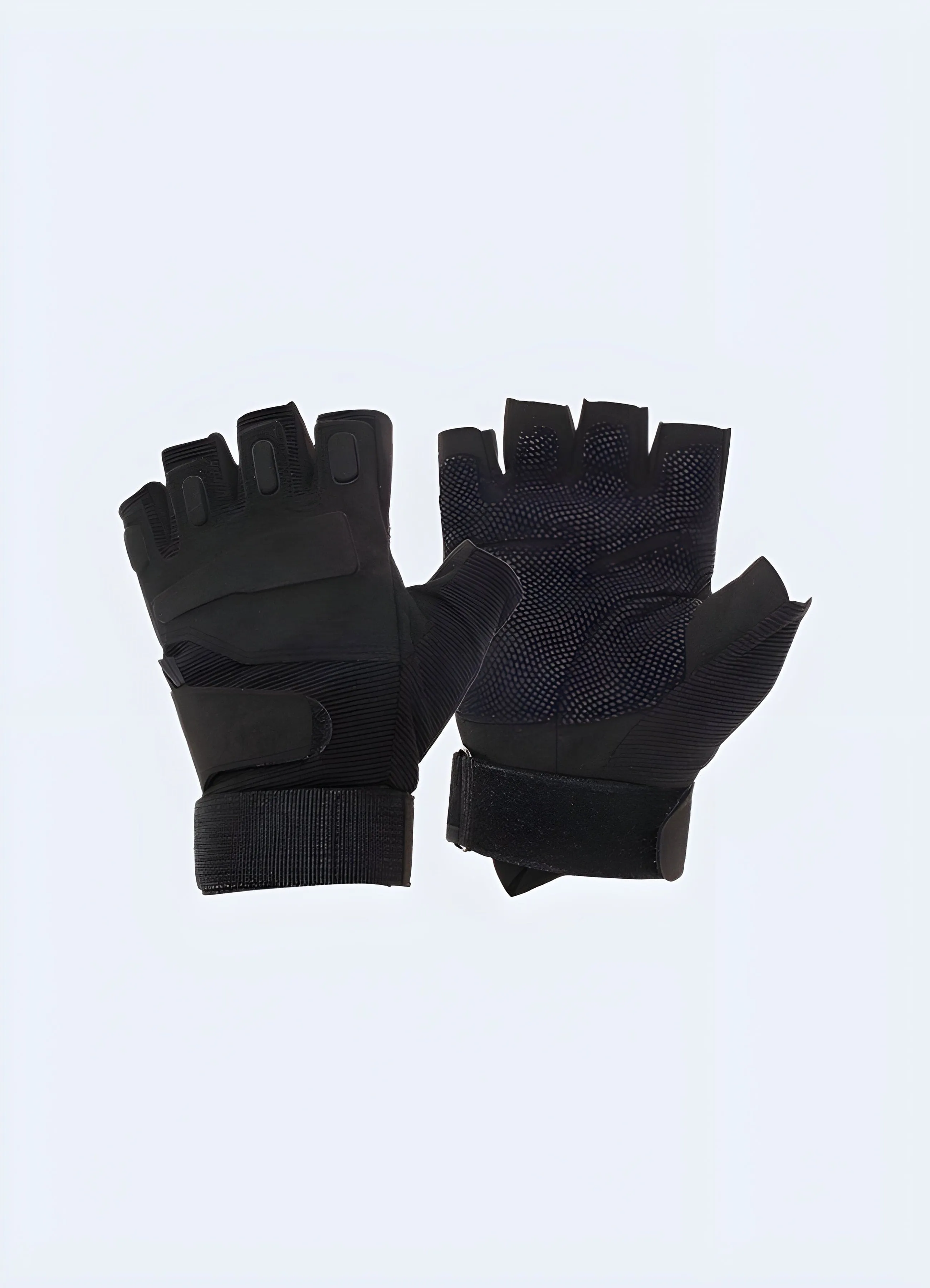 Black Tactical Fingerless Gloves