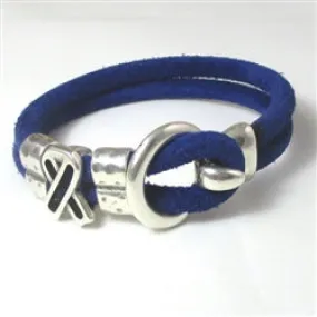 Blue Awareness Suede Cord Bracelet Unisex