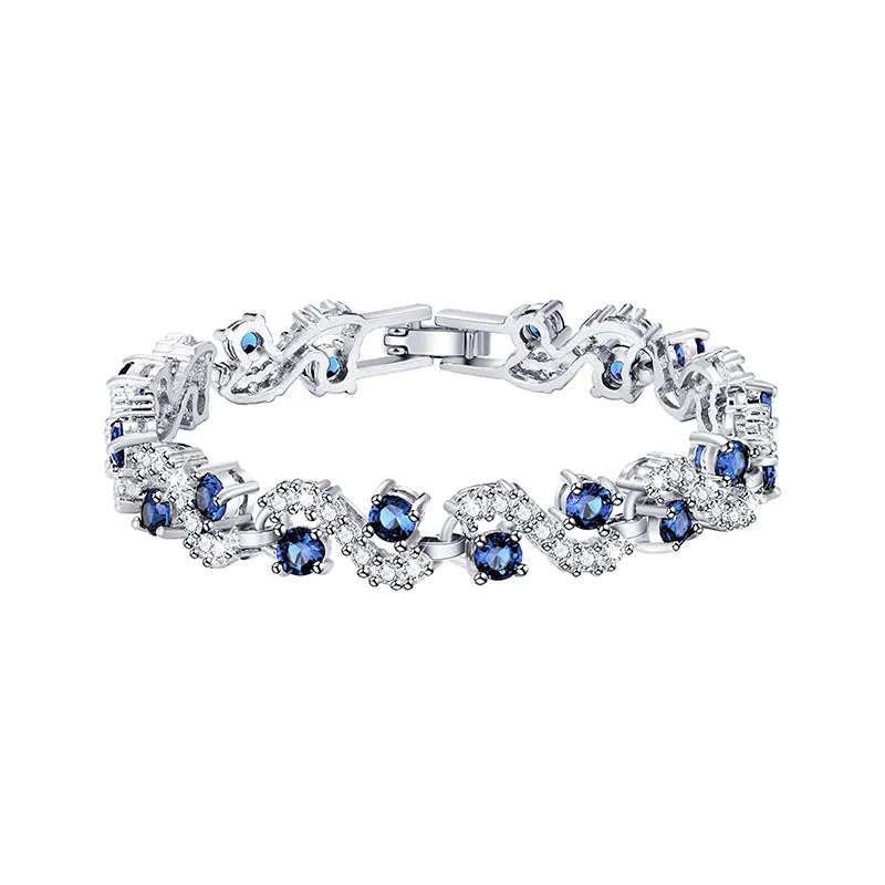 Blue Cubic Zirconia Tennis Bracelet