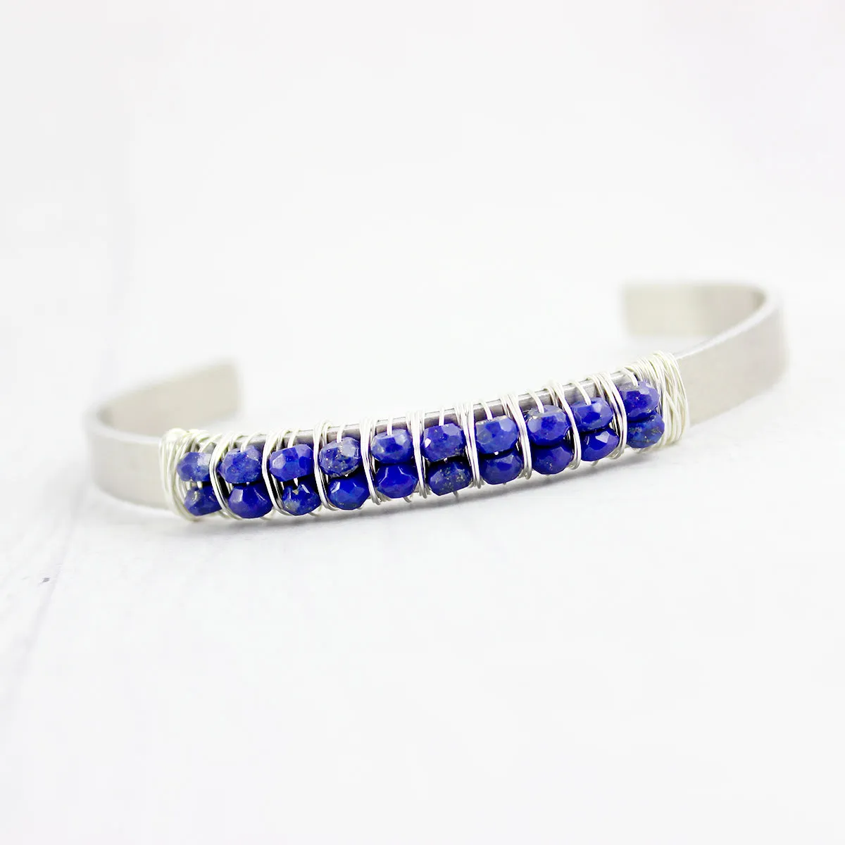 Blue Lapis Lazuli Silver Cuff Bracelet