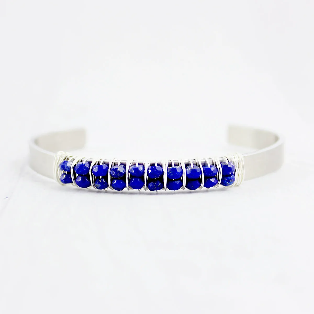 Blue Lapis Lazuli Silver Cuff Bracelet